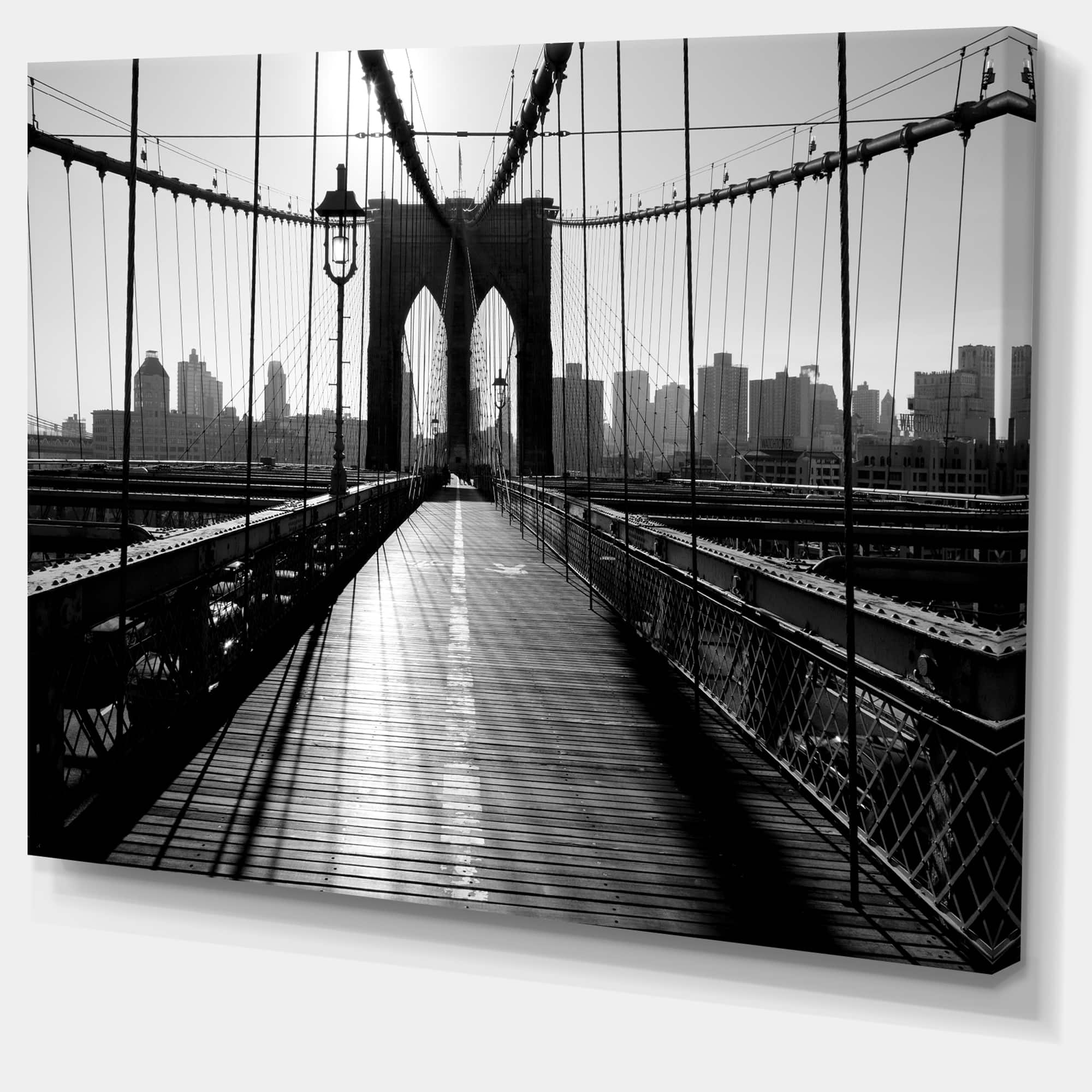 Designart - Dark Brooklyn Bridge - Cityscape Photo Canvas Print