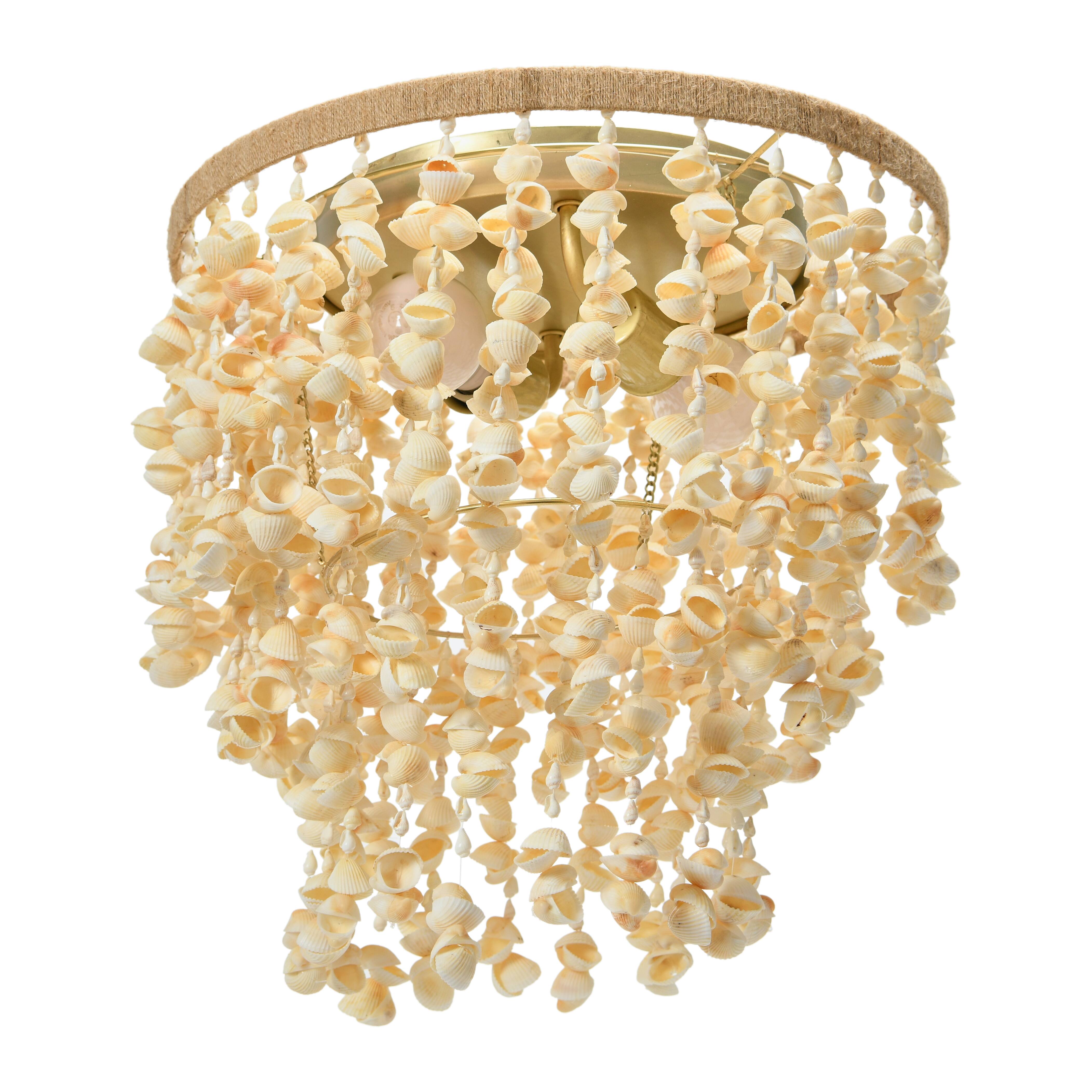 Hello Honey&#xAE; 15&#x22; Round Metal and Shell Flush Mount Ceiling Light