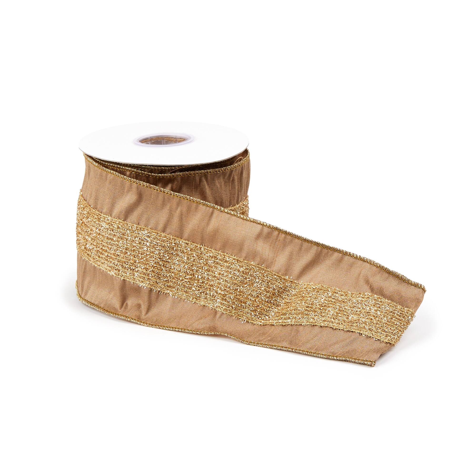 4&#x22; x 5yd. Gold Shimmer Wired Ribbon, 2ct.