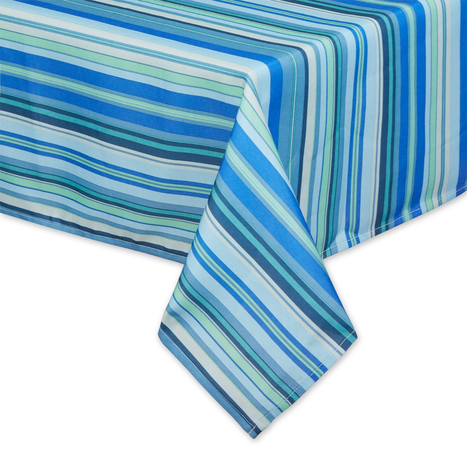 Blue Ocean Stripe Print Outdoor Tablecloth