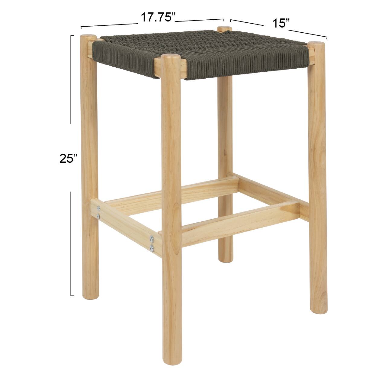 Hello Honey® Fernway 25" Solid Wood and Woven Rope Counter Height Stool