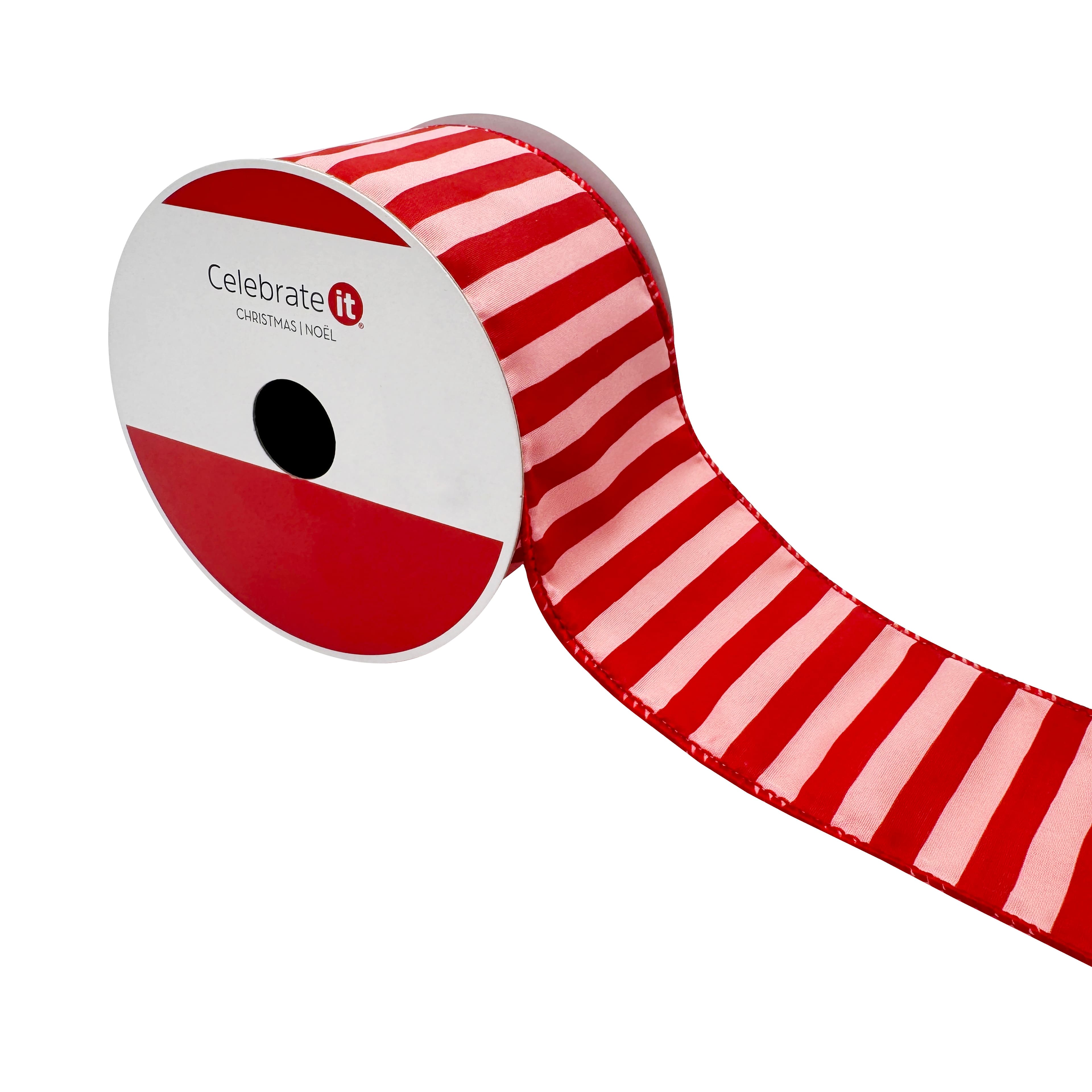 2.5&#x22; x 20ft. Holly Jolly Stripes Wired Ribbon by Celebrate It&#xAE;