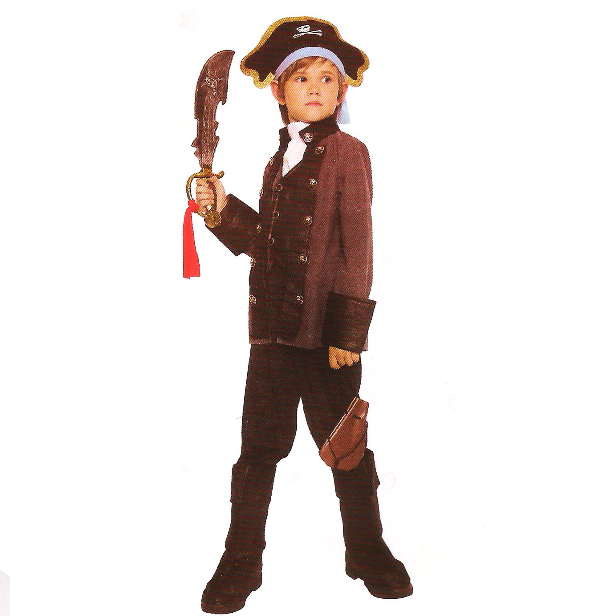 Large Brown & Gold Pirate Boy's Costume