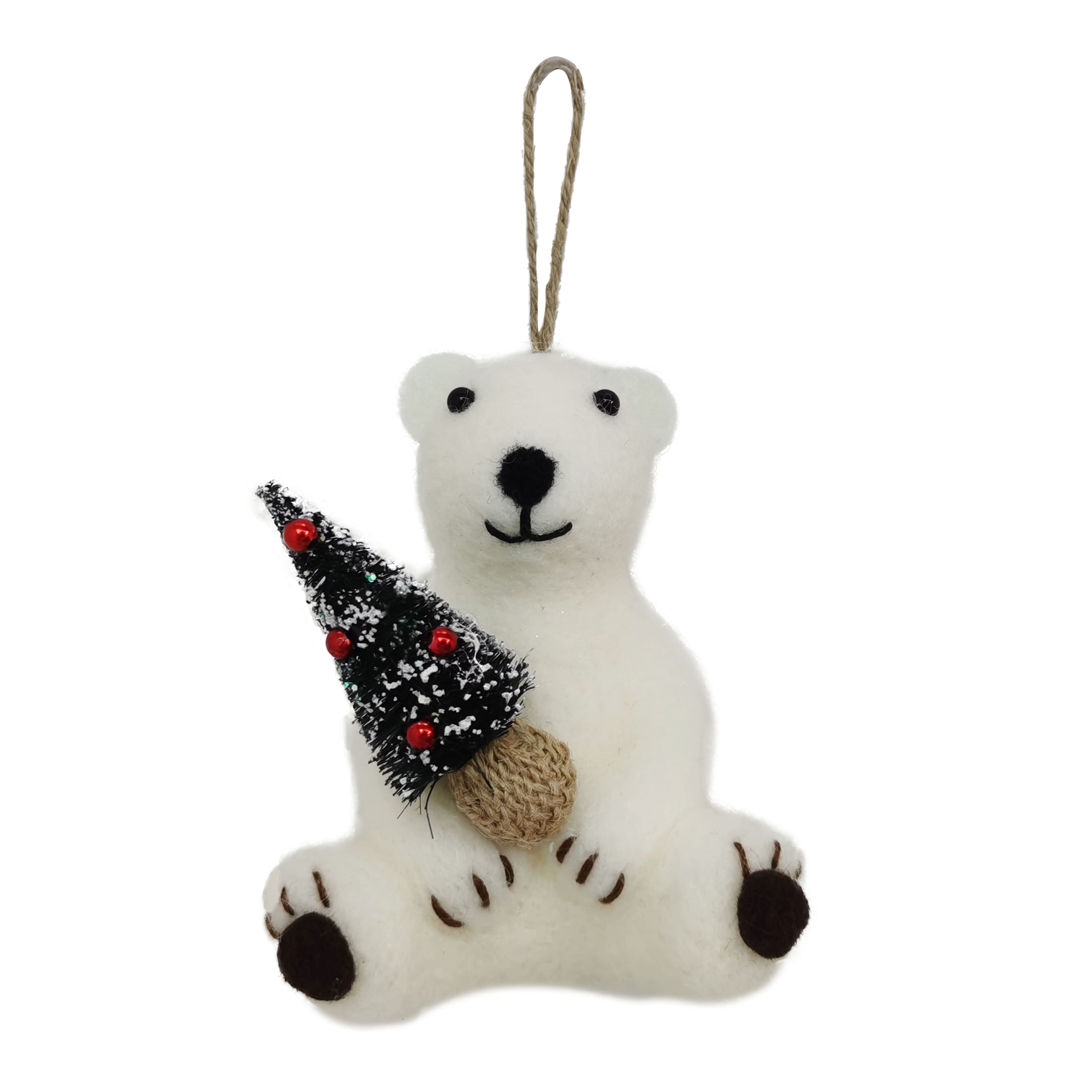 5&#x22; Felt Polar Bear Ornament by Ashland&#xAE;
