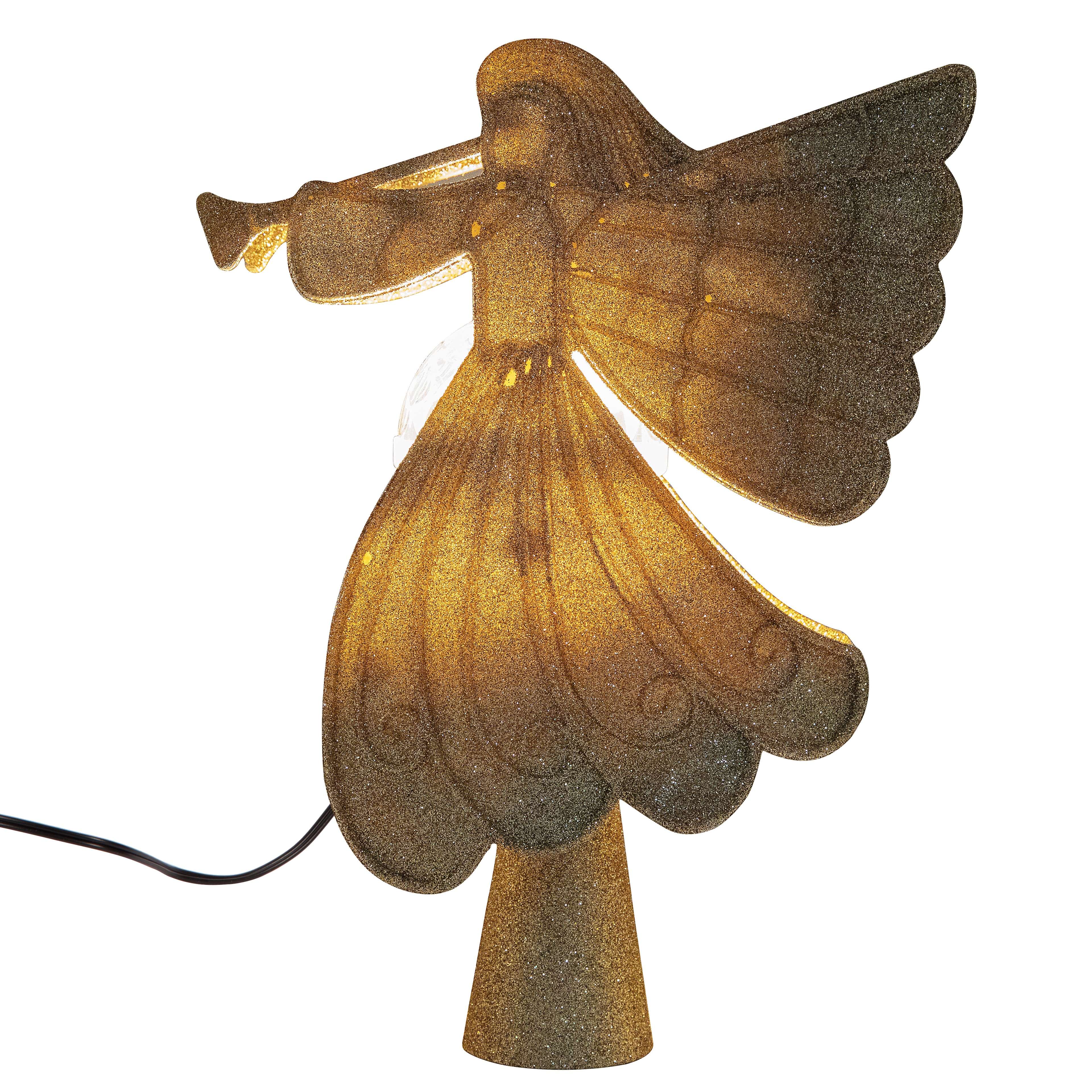 10.5&#x22; Gold Glitter Angel LED Projector Tree Topper by Ashland&#xAE;