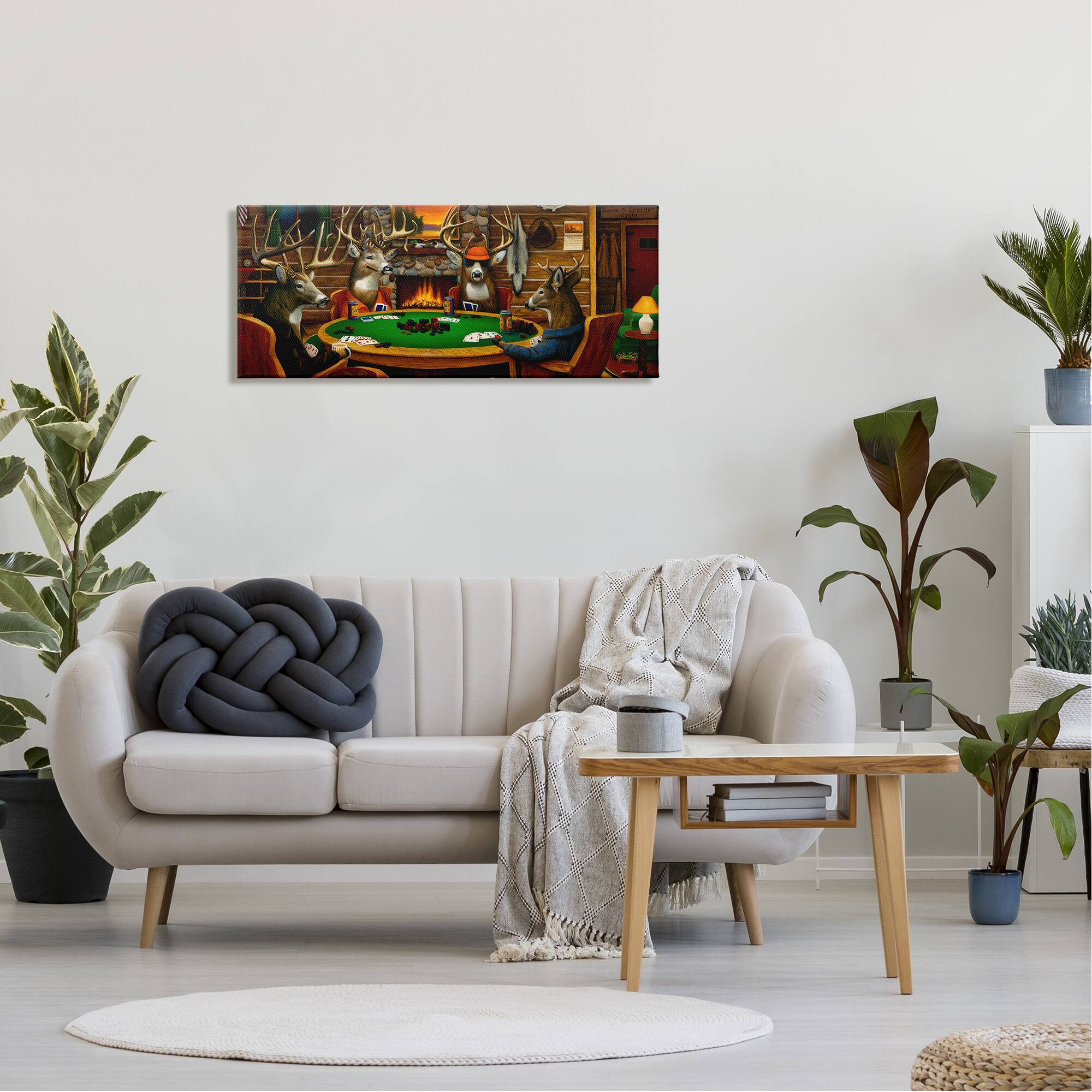 Stupell Industries Deer Animals Playing Poker Table Cabin Lodge Canvas Wall Art