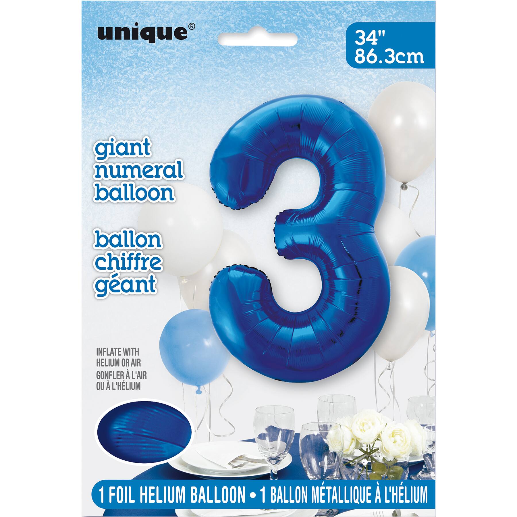 Blue Number 3 Balloon Blue Party Decorations Big Number Balloons