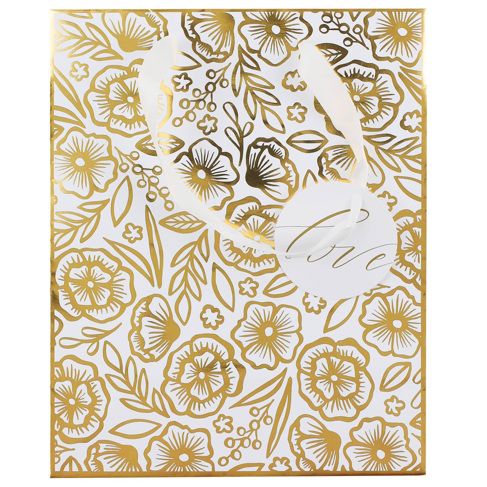 Medium Gold Floral Gift Bag by Celebrate It&#x2122;
