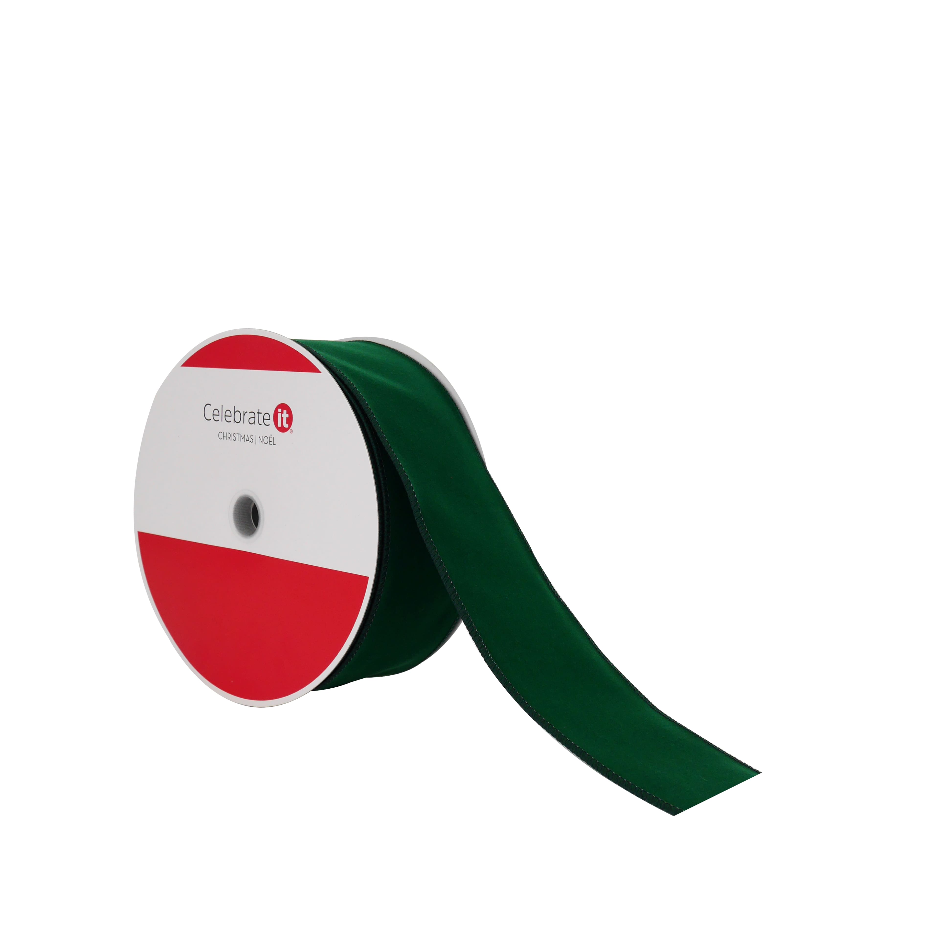 2.5&#x22; x 80ft. Green Velvet Wired Jumbo Ribbon by Celebrate It&#xAE;