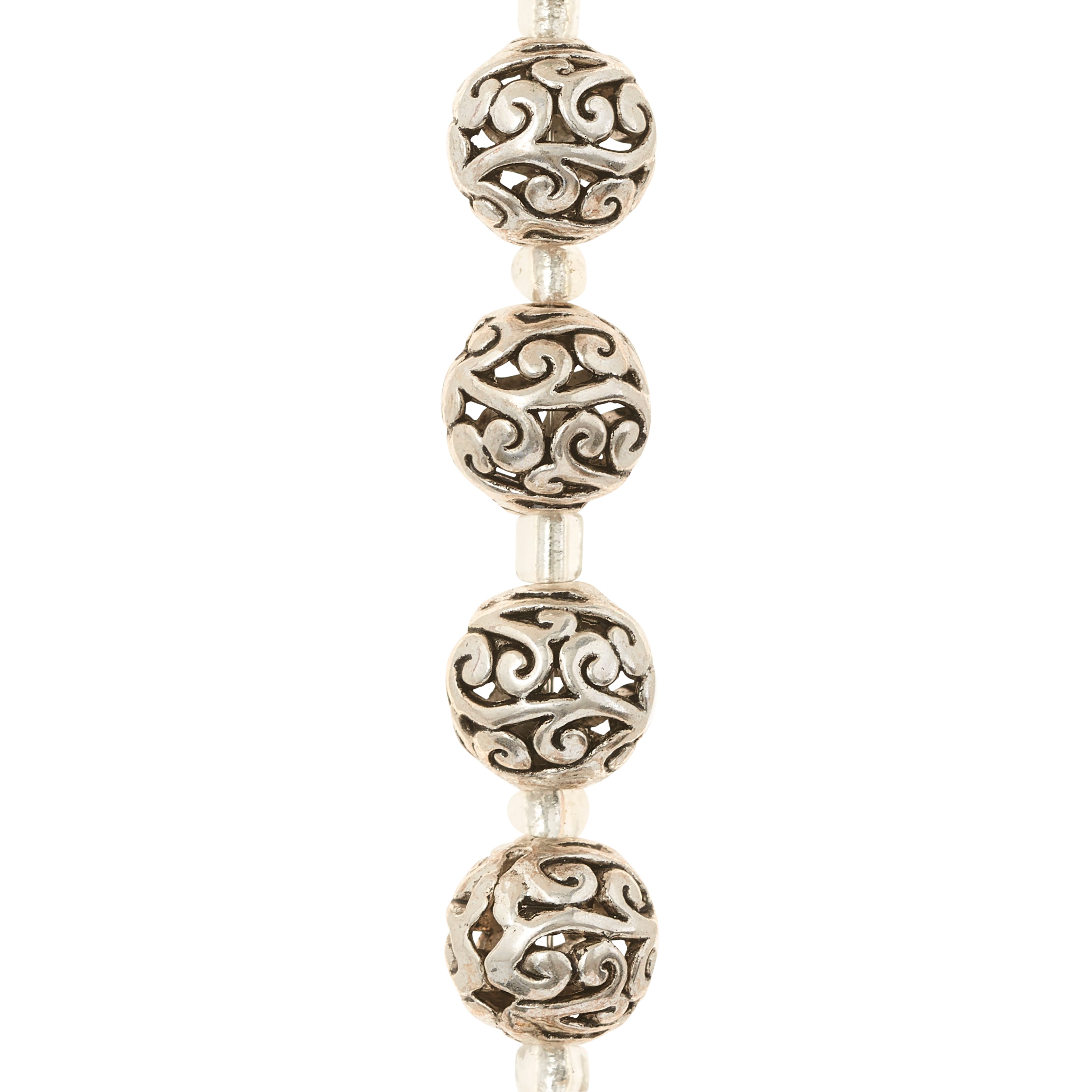 Silver-Plated Round Filigree Beads, 10mm by Bead Landing&#x2122;