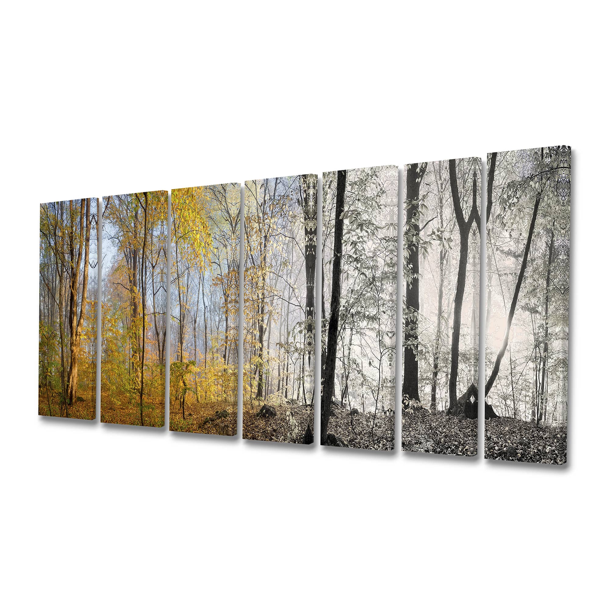 Designart - Yellow Morning in Forest Panorama - Landscape Canvas Art Print