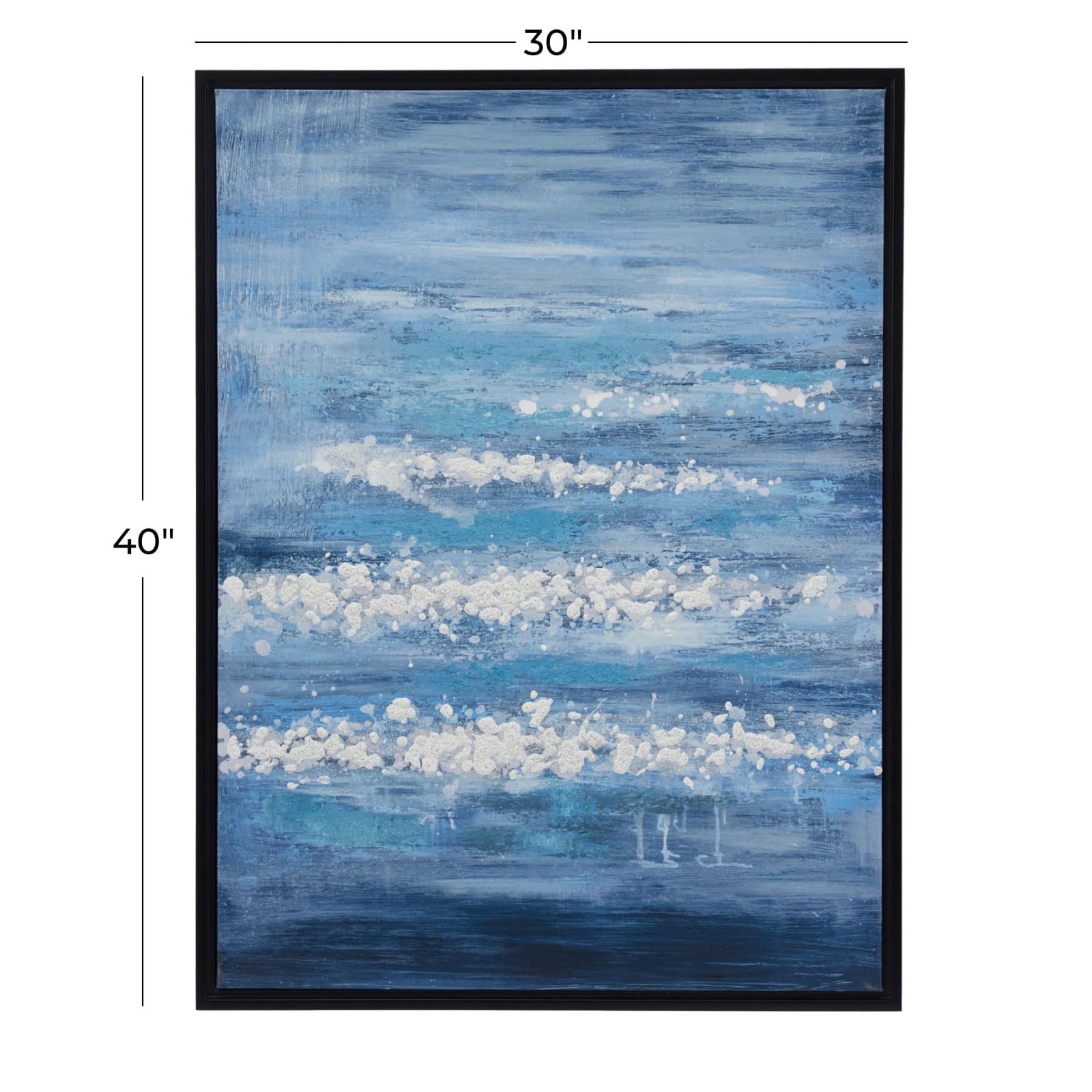 Blue Wood Modern Framed Wall Art 39&#x22; x 30&#x22;