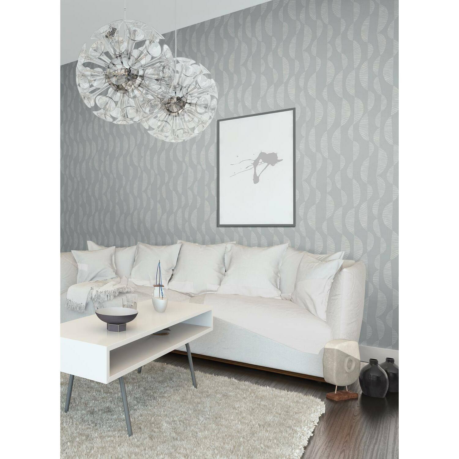RoomMates Gray Seychelles Wave Peel &#x26; Stick Wallpaper