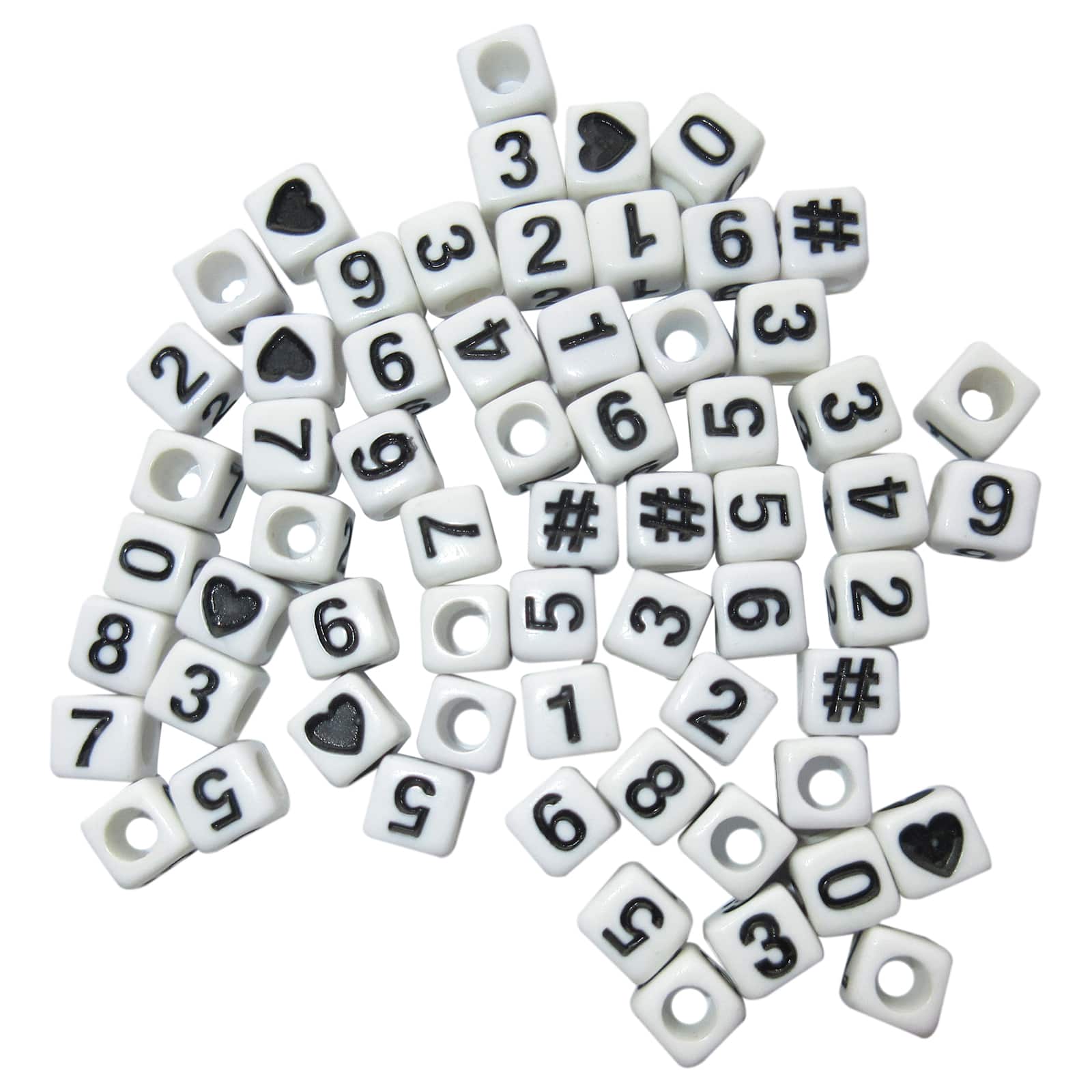 White Number Square Beads by Creatology&#x2122;