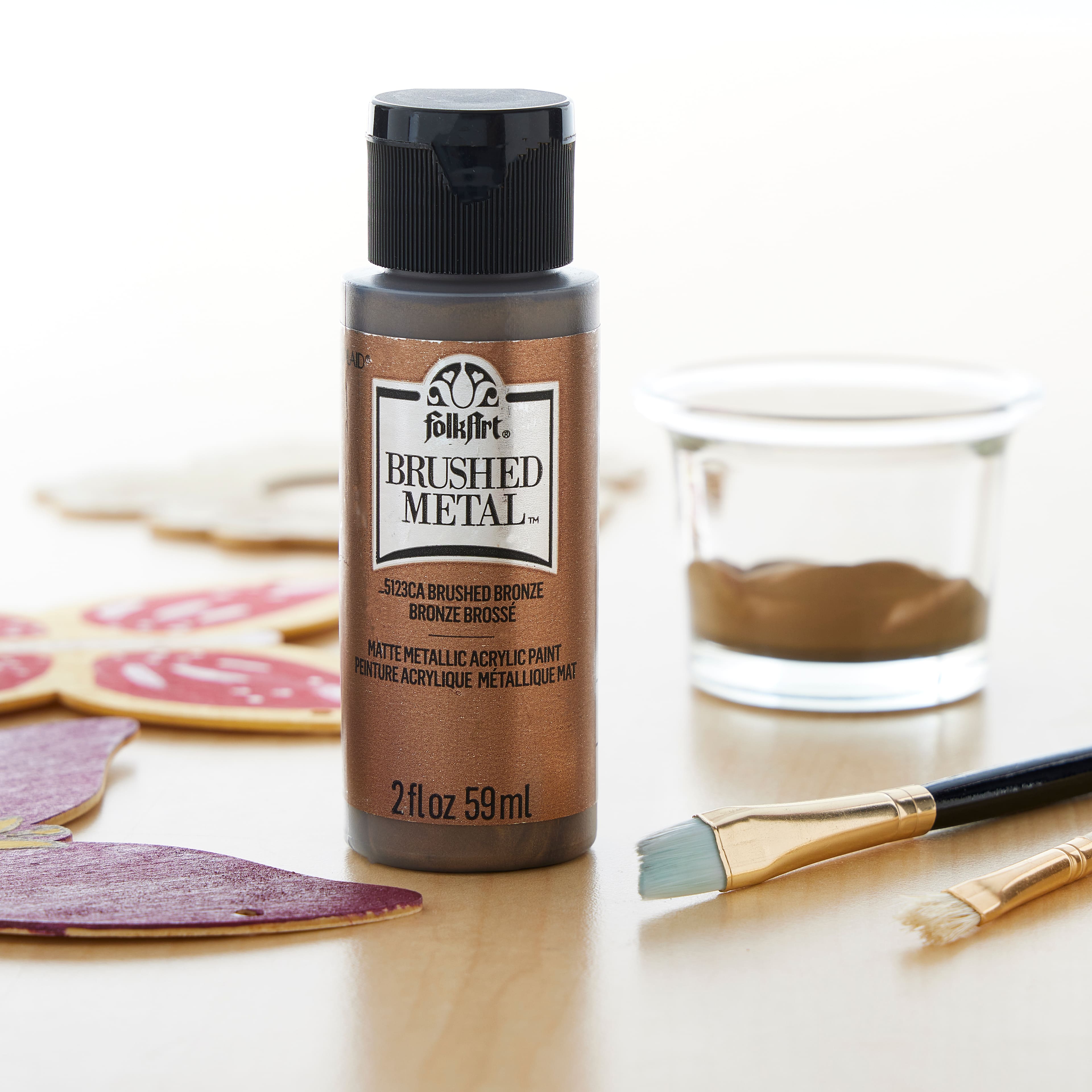 12 Pack: FolkArt® Brushed Metal™ Matte Finish Acrylic Paint, 2oz.