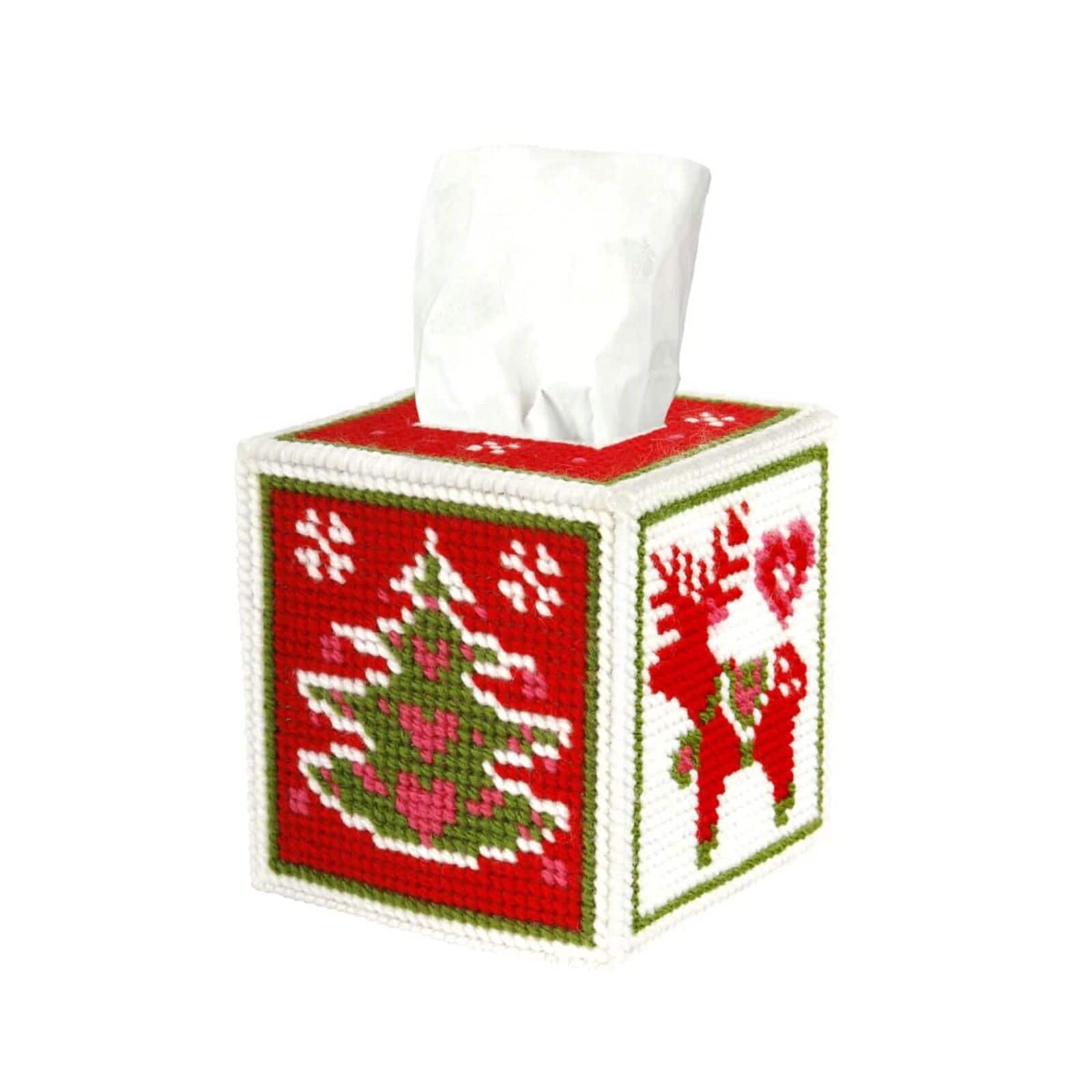 Orchidea Tissue Box Cover - Needlepoint (Halfstitch) Kit Christmas Time