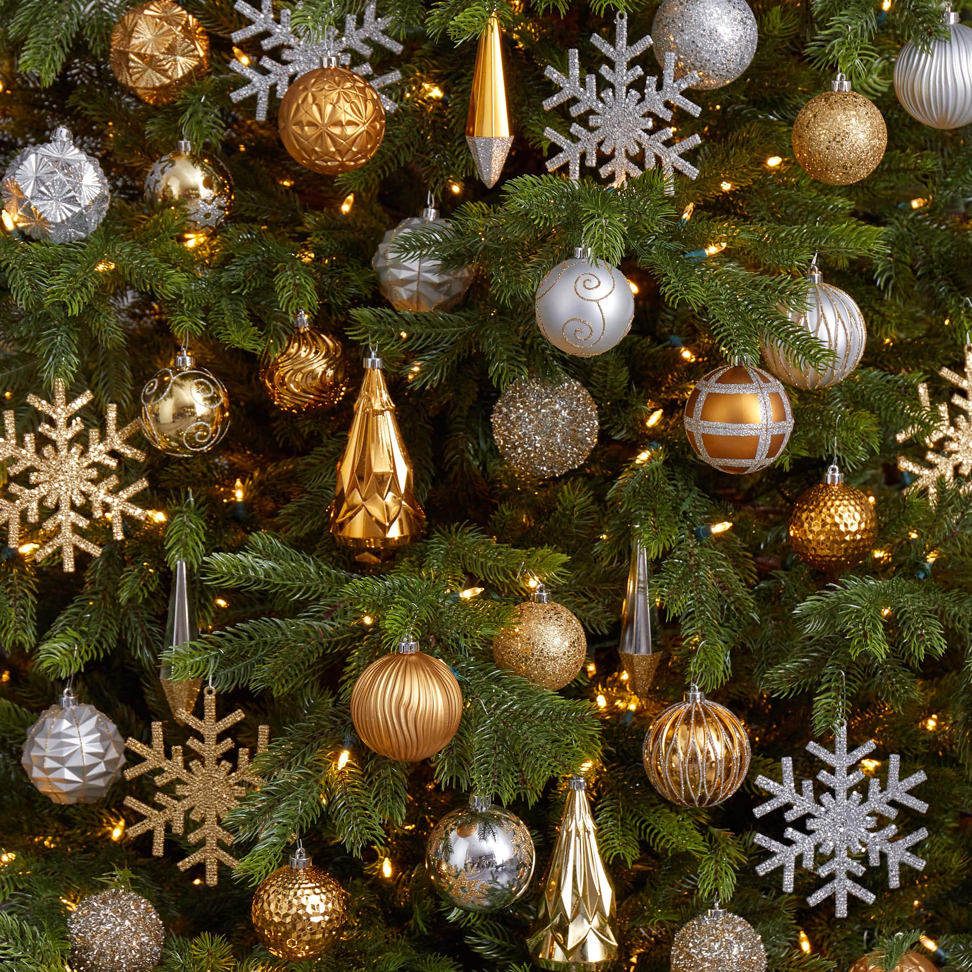 52ct. 6" Gold & Silver Shatterproof Ornament Set