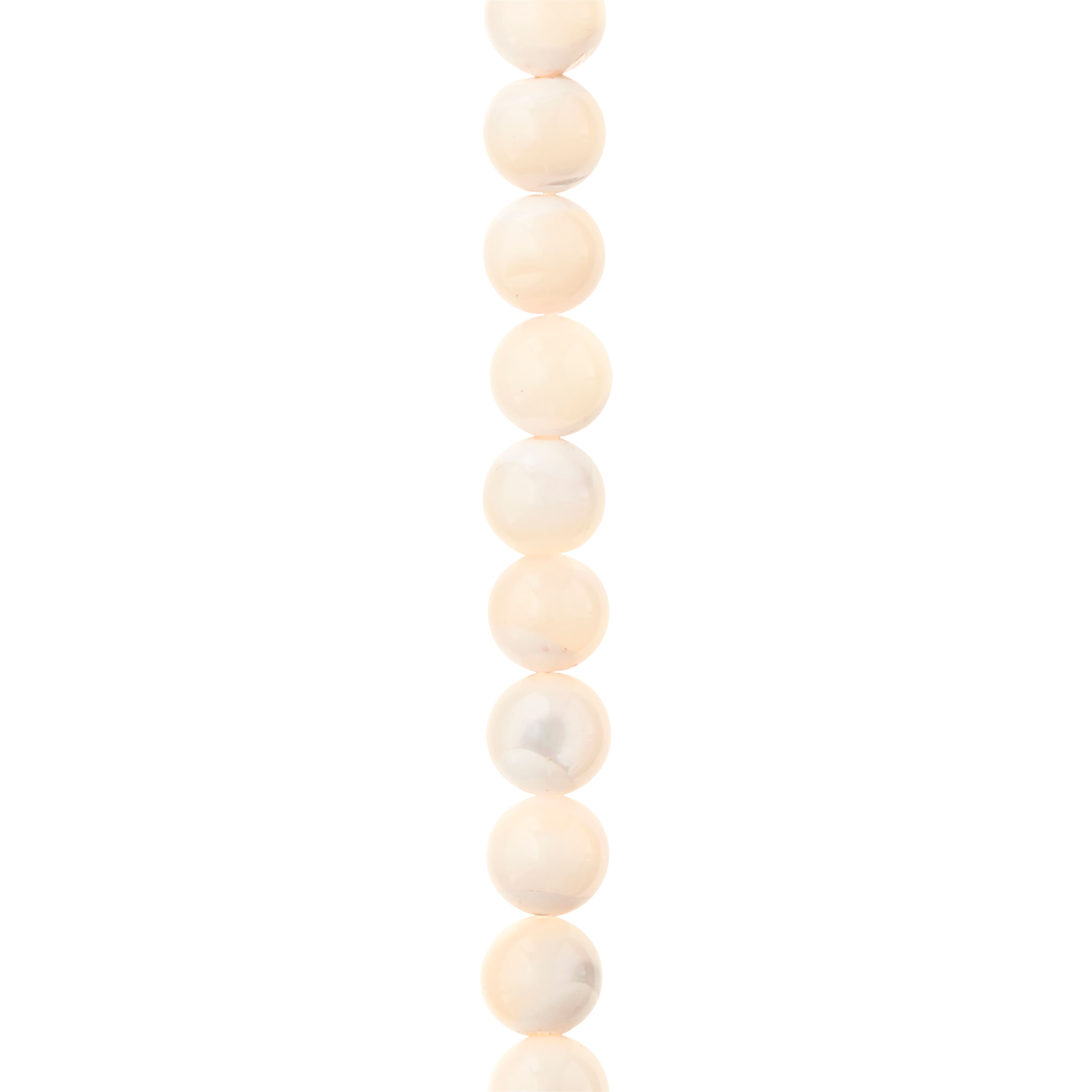 12 Pack: 7mm Light Pink Mother of Pearl Round Beads by Bead Landing™