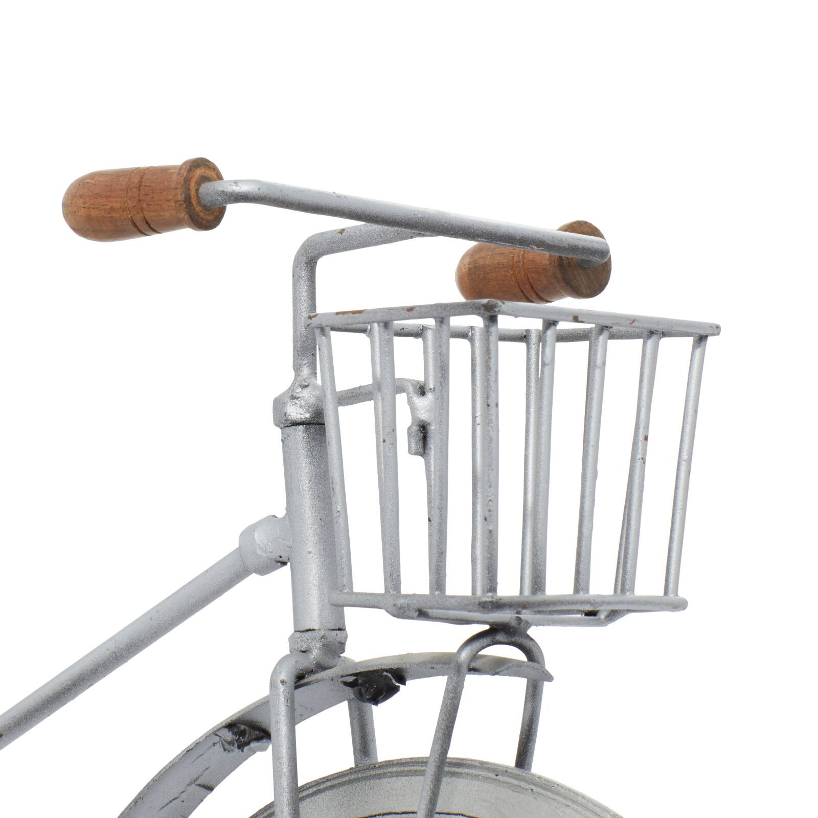 19&#x22; Silver Metal Vintage Bicycle Sculpture