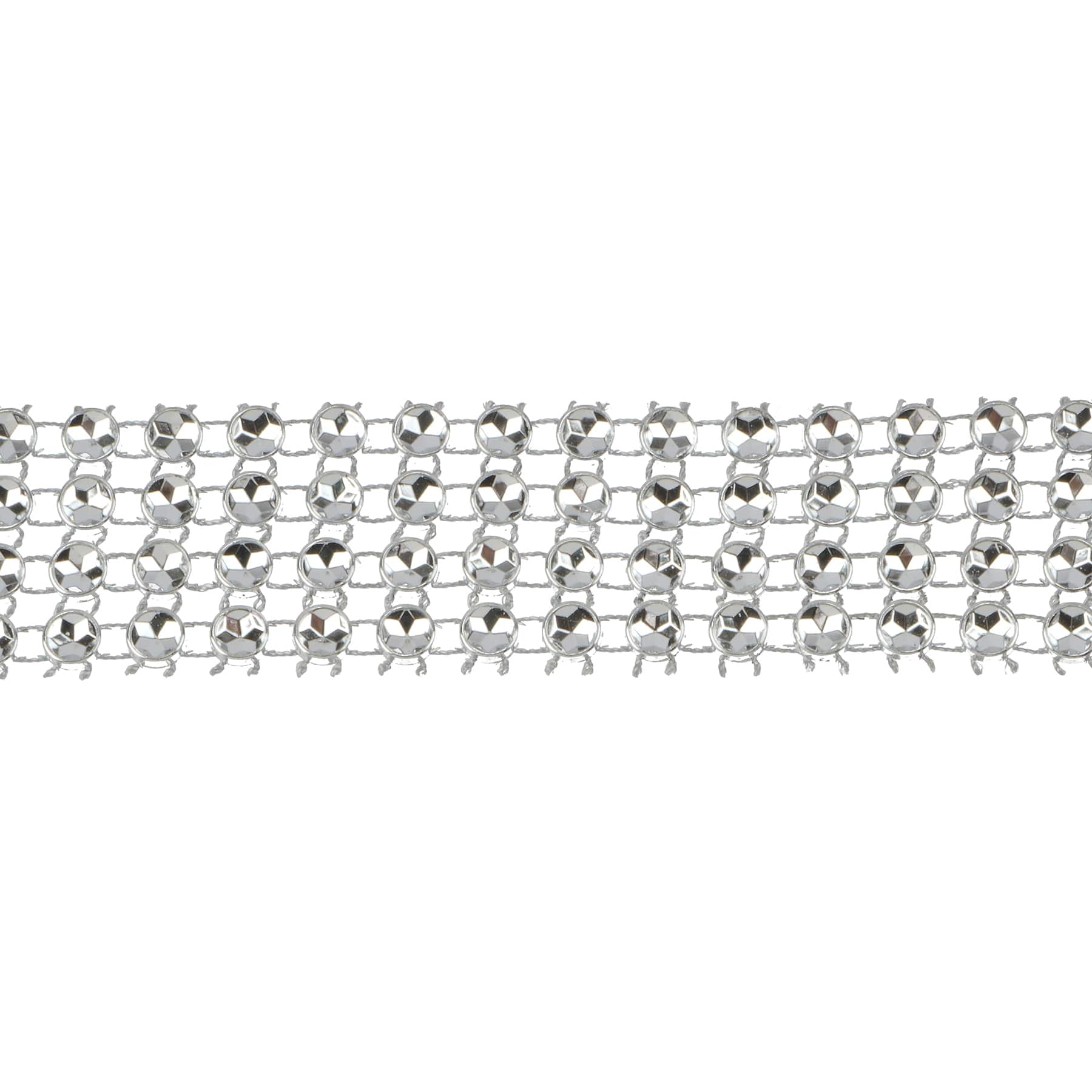 1.29&#x22; Silver Round Rhinestone Mesh Trim by Celebrate It&#xAE; Fashion Mode