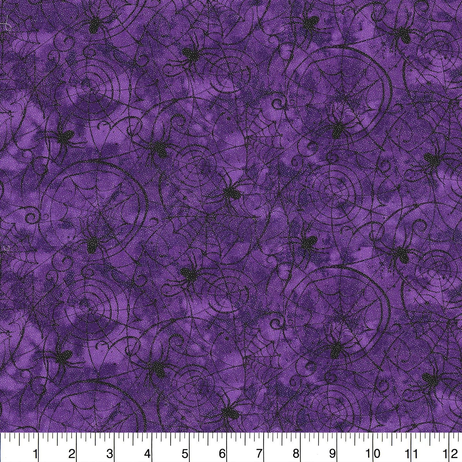 Fabric Traditions Halloween Purple Glitter Spider Web Home D&#xE9;cor Fabric