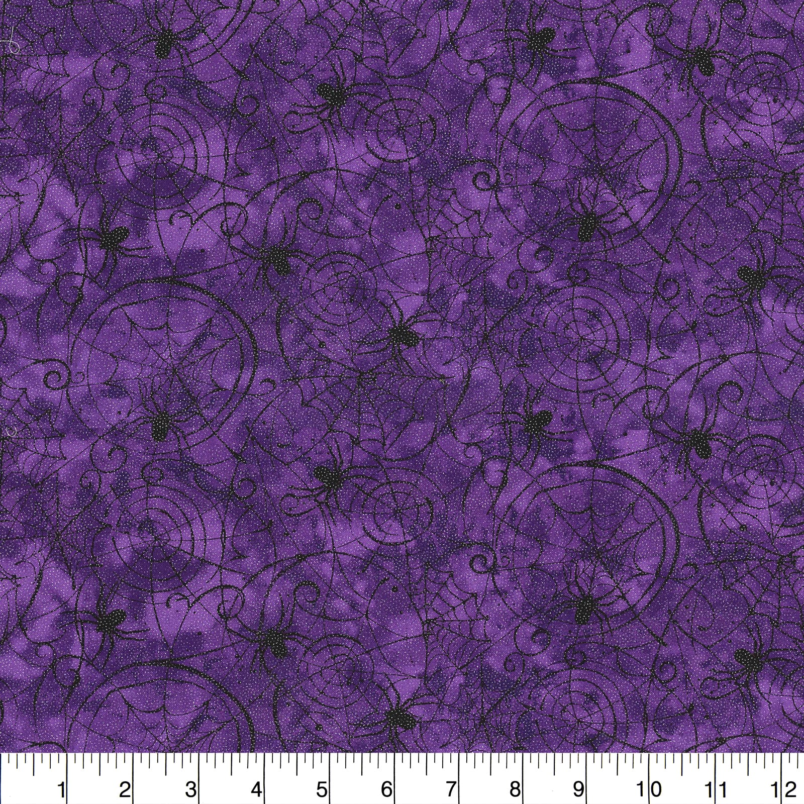 Fabric Traditions Halloween Purple Glitter Spider Web Home Décor Fabric
