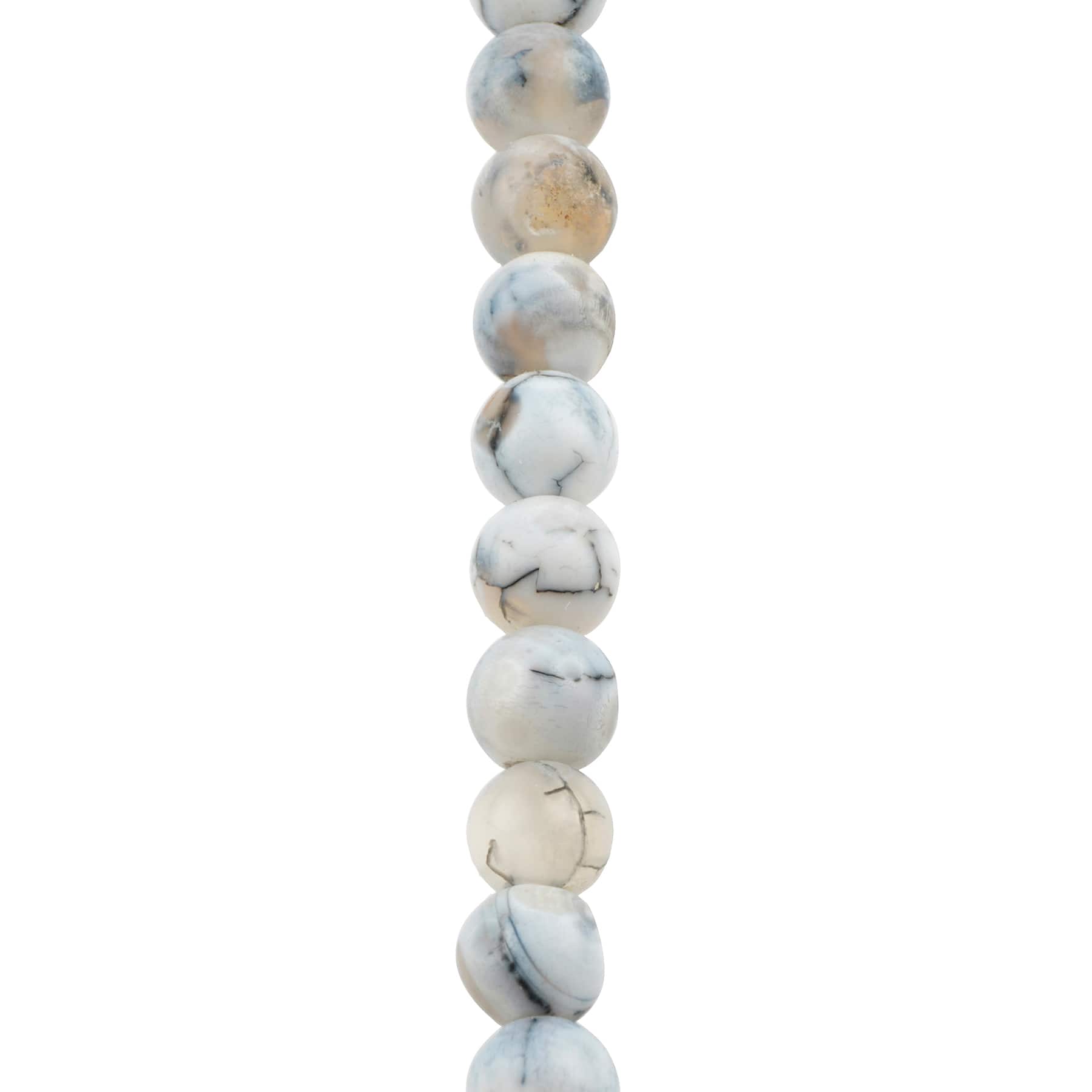 12 Pack: Black & White Fire Agate Round Beads by Bead Landing™