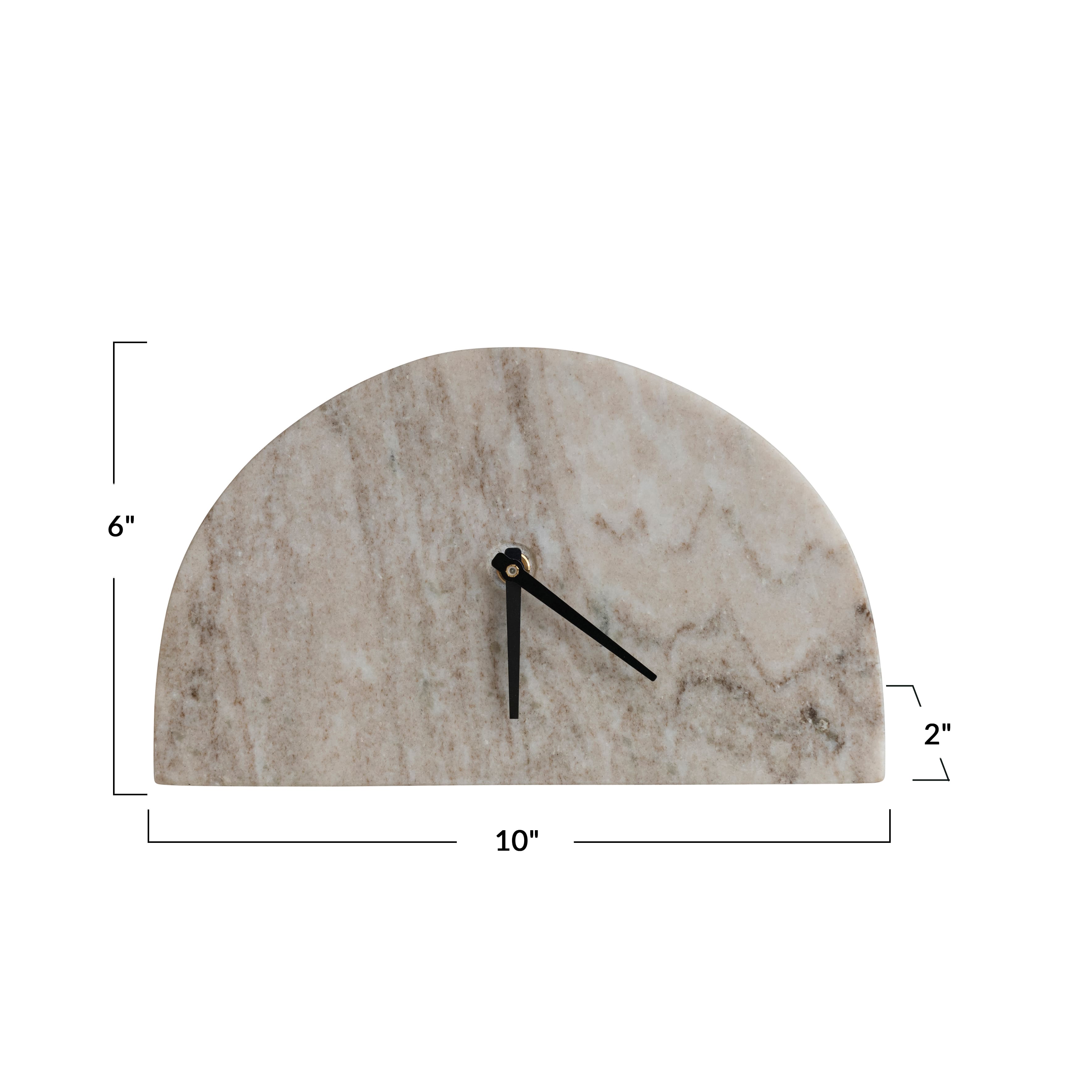 Hello Honey® Beige & Black Modern Half Moon Marble Mantel Clock