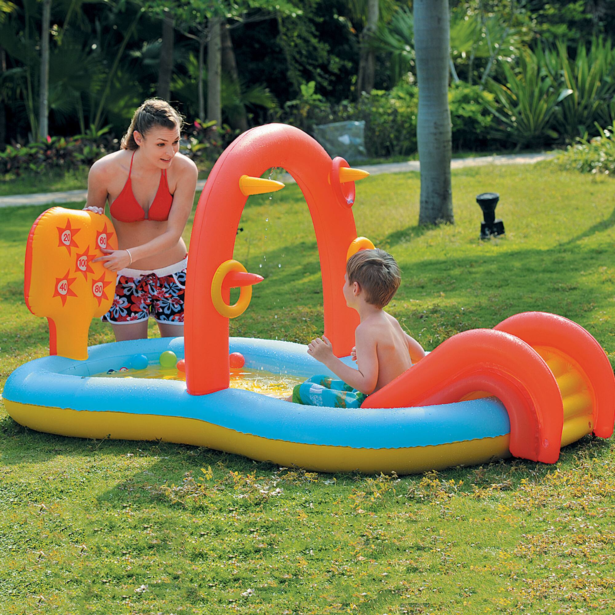 Pool Central&#xAE; 7ft. Inflatable Children&#x27;s Interactive Water Play Center