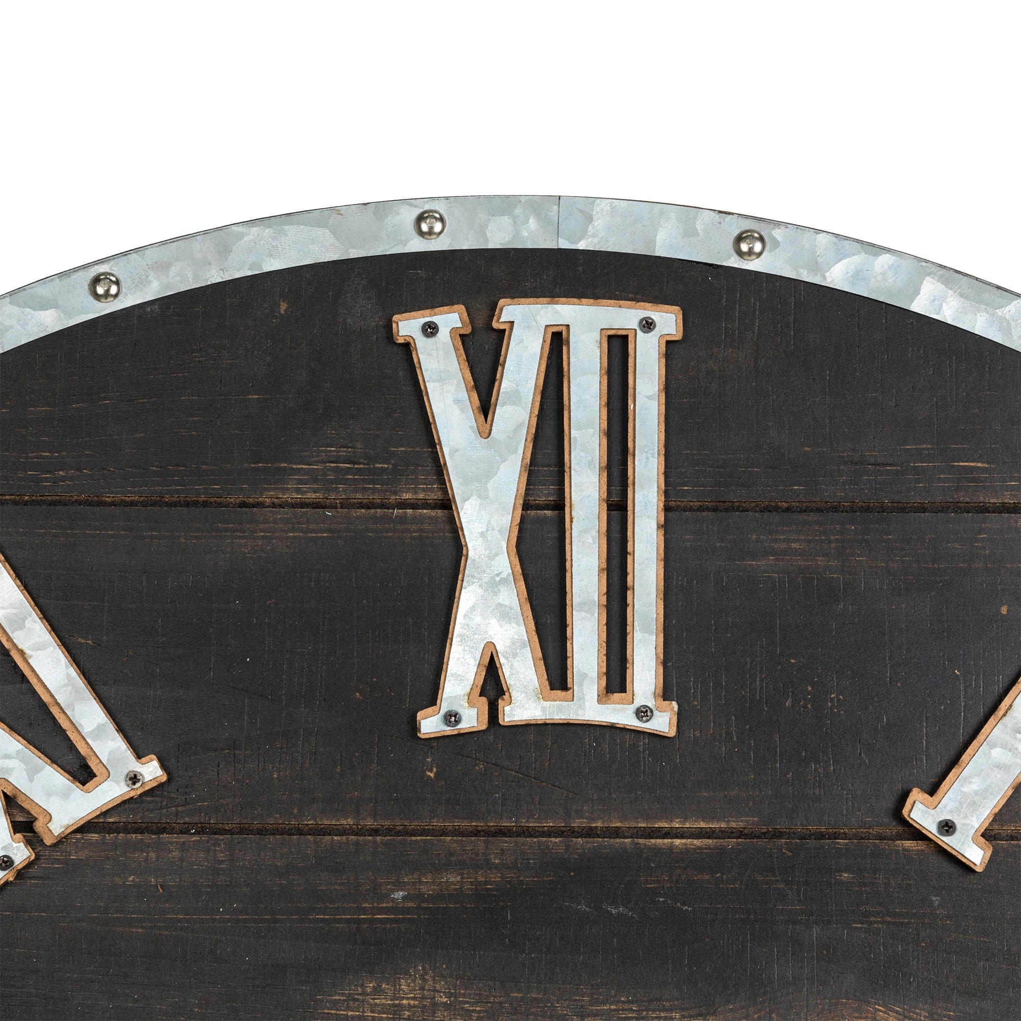 Glitzhome&#xAE; 27.5&#x22; Oversized Farmhouse Wooden &#x26; Galvanized Wall Clock