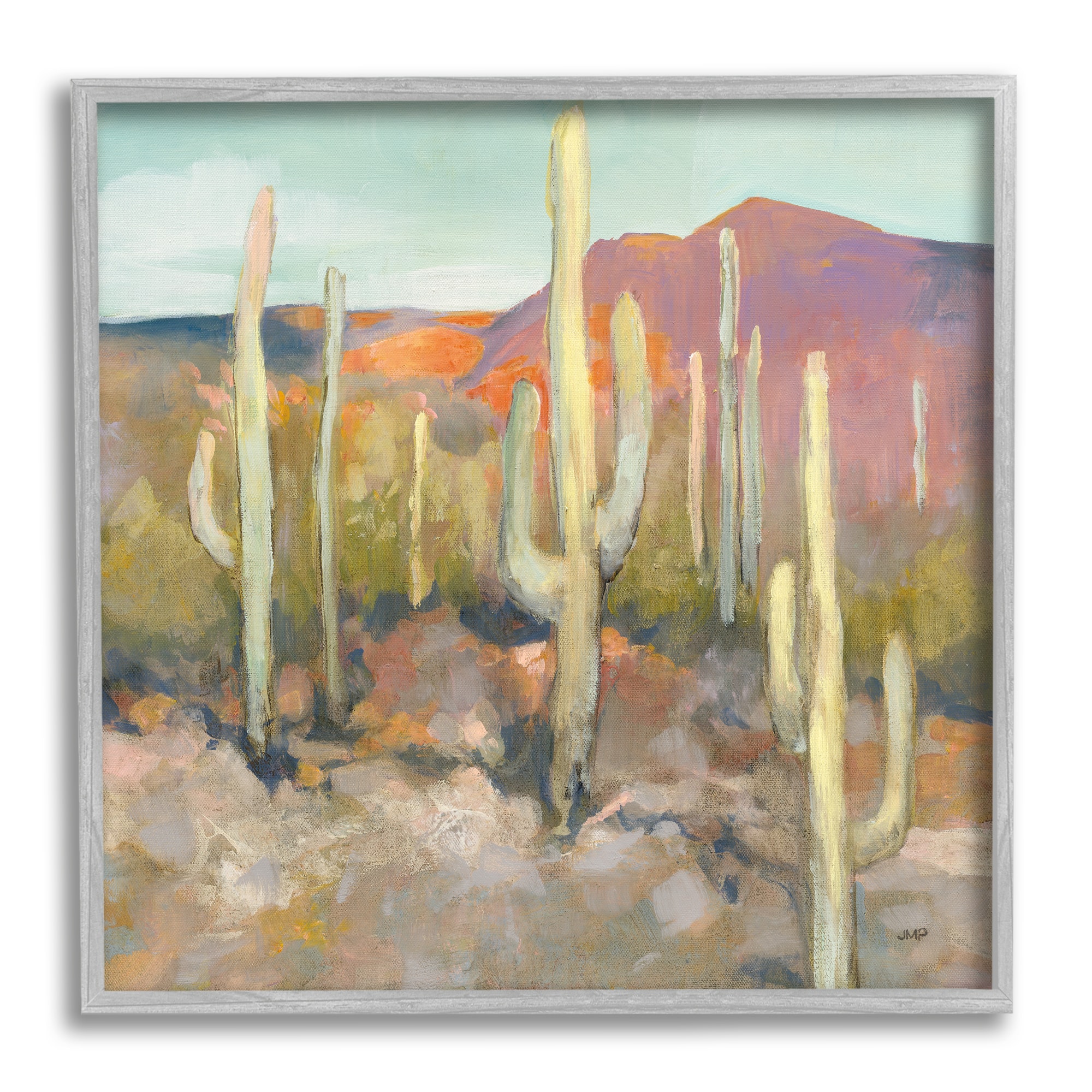 Stupell Industries Cactus Plant Desert Landscape Soft Southwestern Plant Painting Framed Wall Art