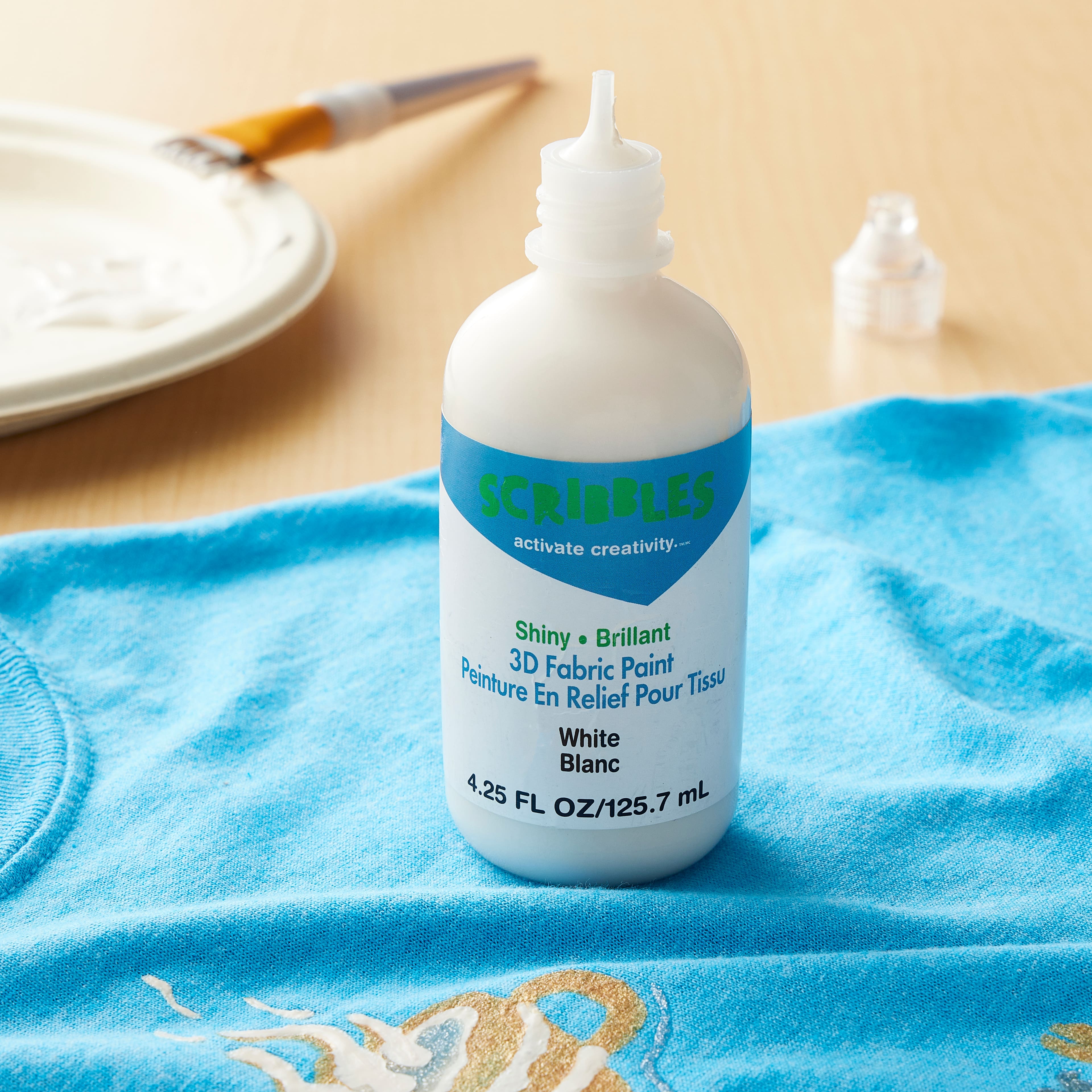 18 Pack: Scribbles® Shiny White 3D Fabric Paint