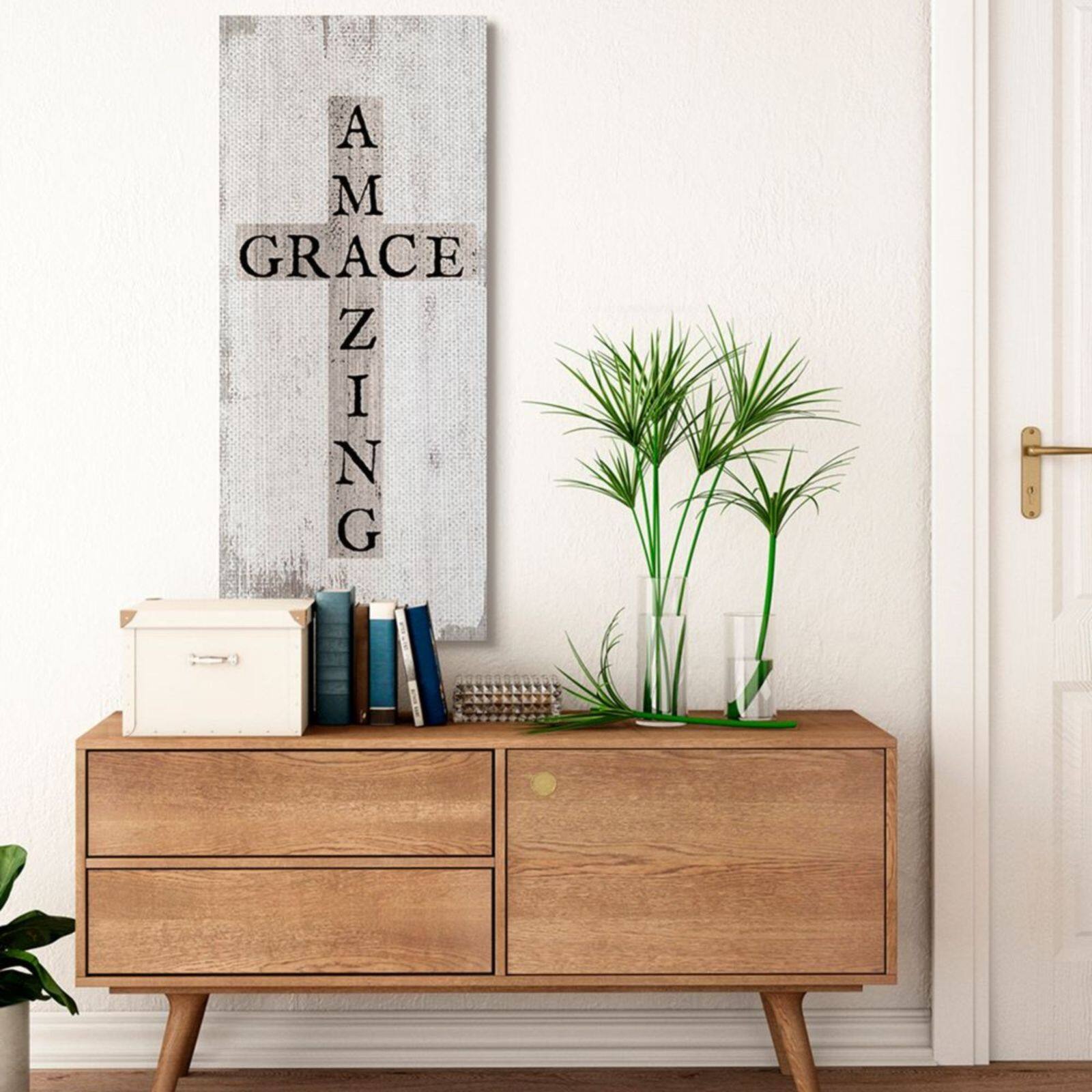 Stupell Industries Distressed Rustic Amazing Grace Canvas Wall Art