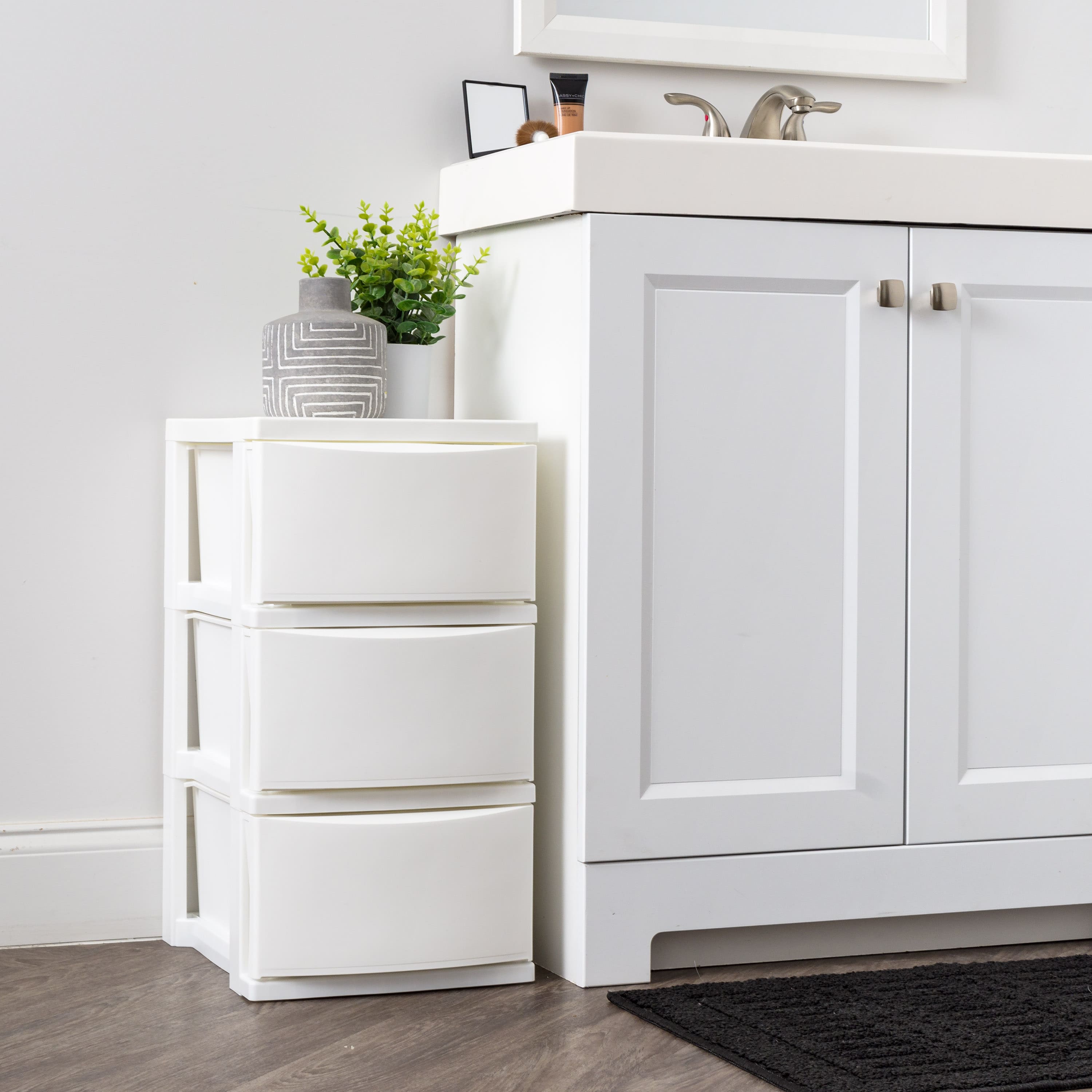 IRIS&#xAE; 24.5&#x22; White 3-Drawer Narrow Plastic Storage Chests, 2ct.