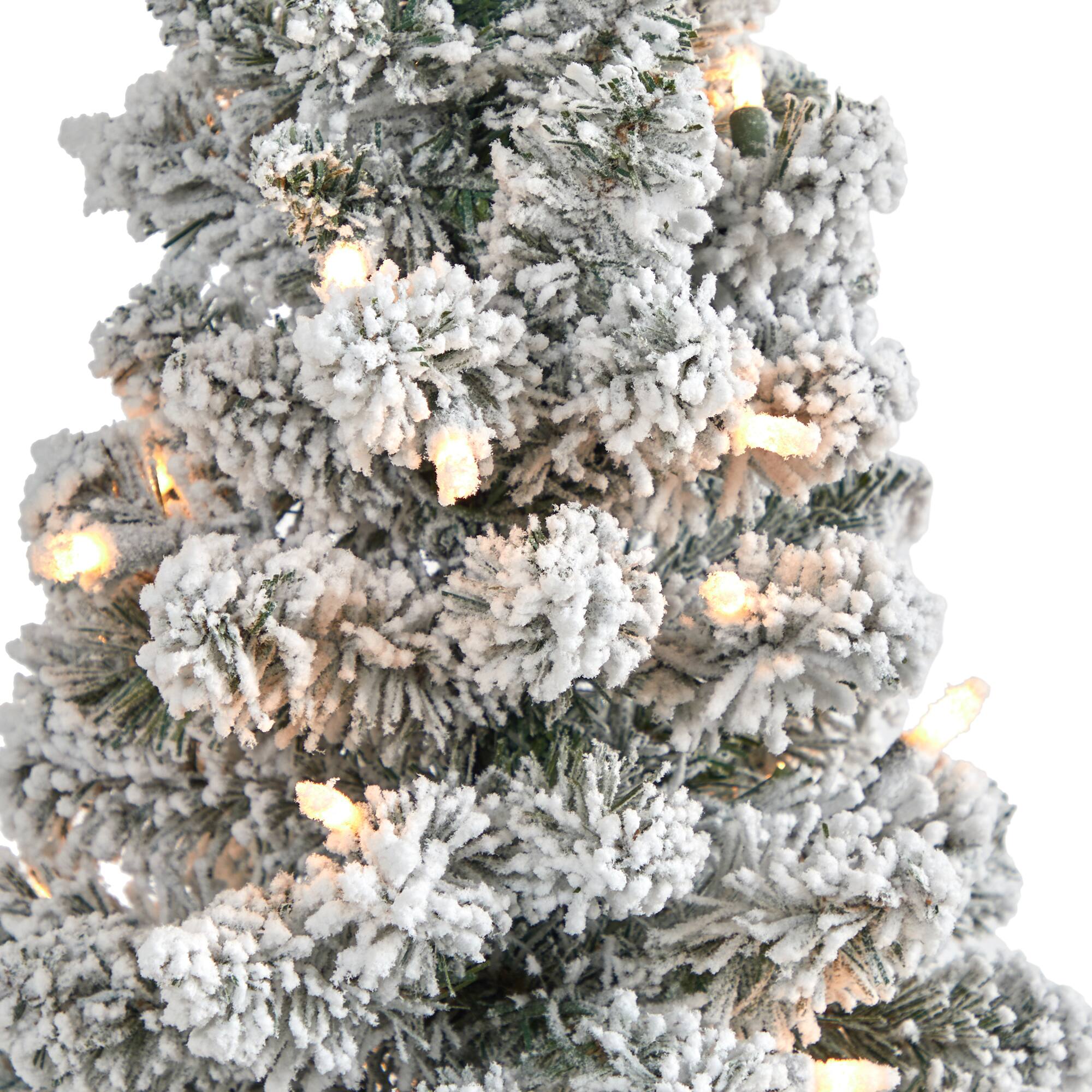 3ft. Pre-Lit Flocked Pencil Artificial Christmas Tree with Clear Lights