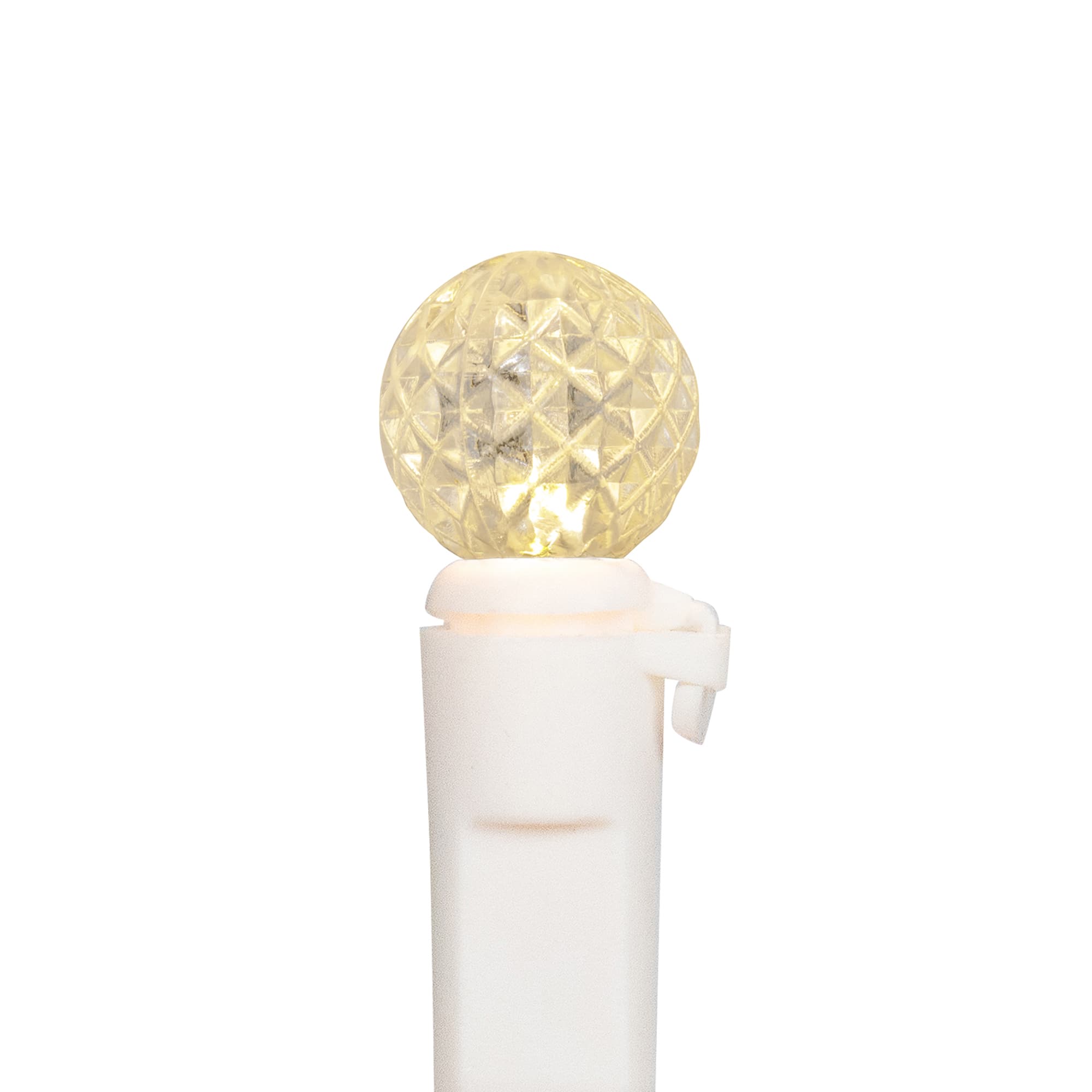 50ct. Warm White LED G12 Berry Mini Christmas String Lights with White Wire