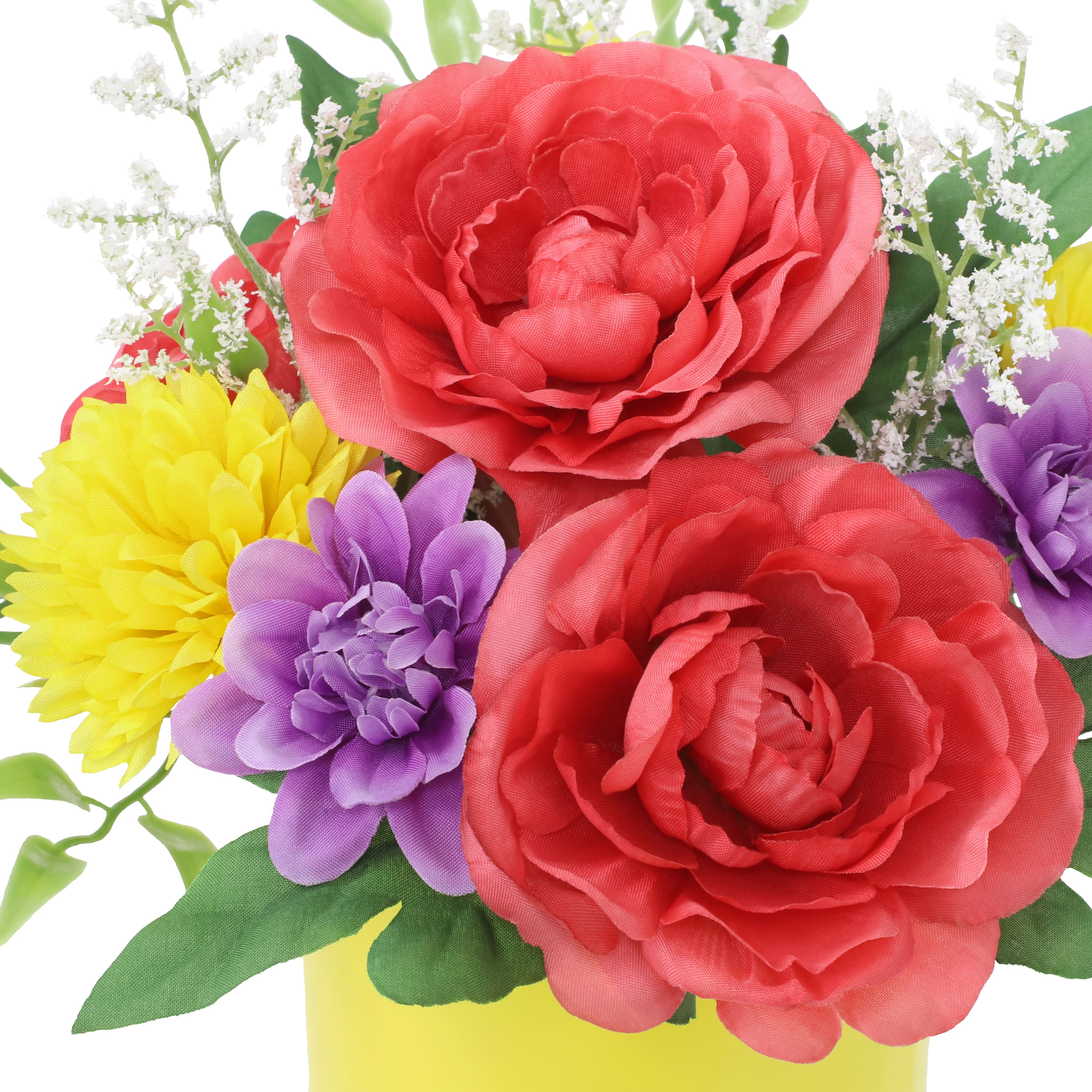 9&#x22; Ranunculus, Mum &#x26; Dahlia Arrangement in Yellow Container by Ashland&#xAE;