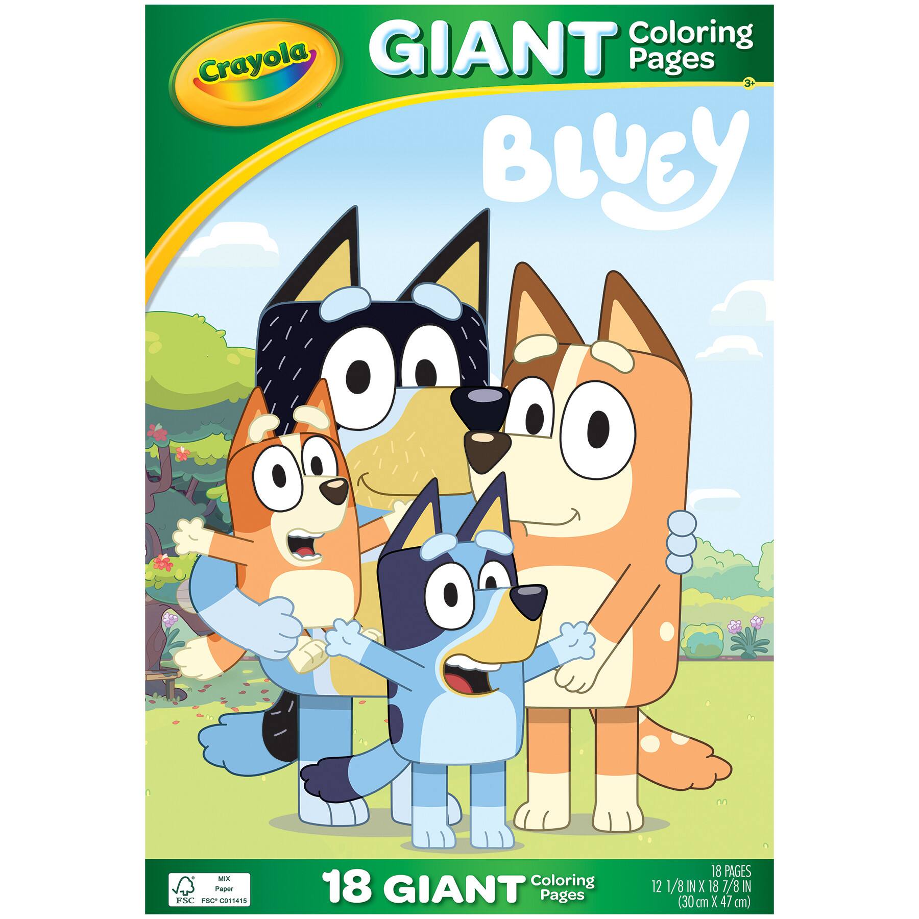 Crayola® Bluey Giant Coloring Pages, 4 Packs of 18