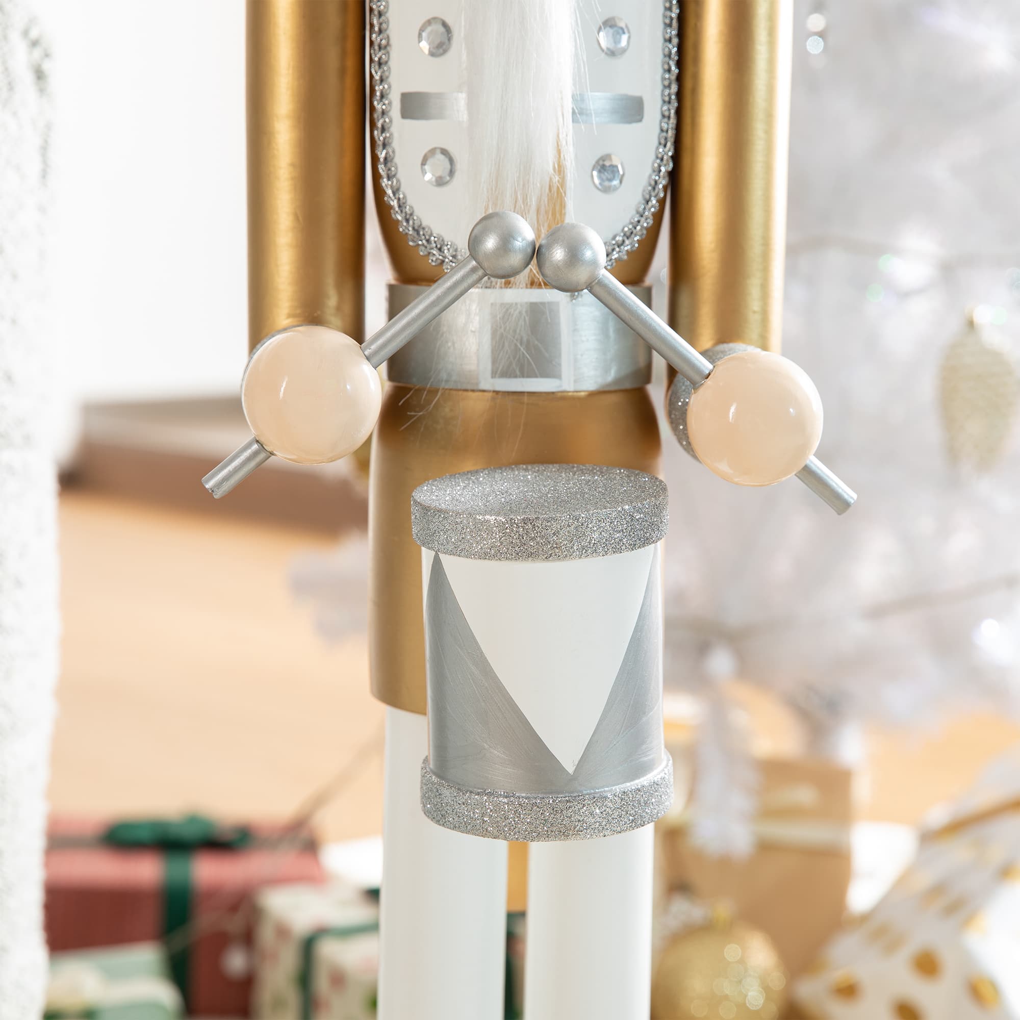 Glitzhome&#xAE; 42&#x22; Gold &#x26; White Christmas Nutcracker 