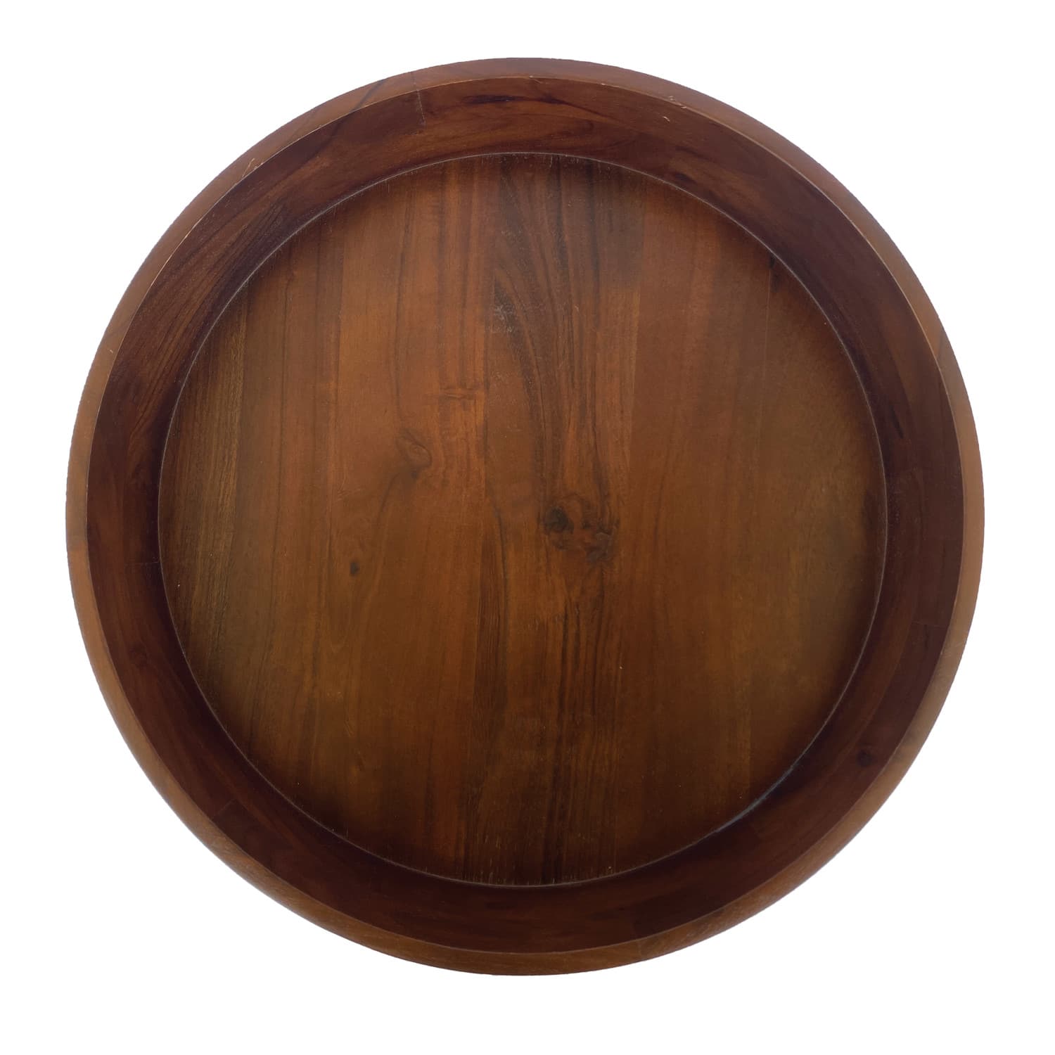 16.25&#x22; Walnut Brown Round Acacia Wood Serving Bowl with Lid