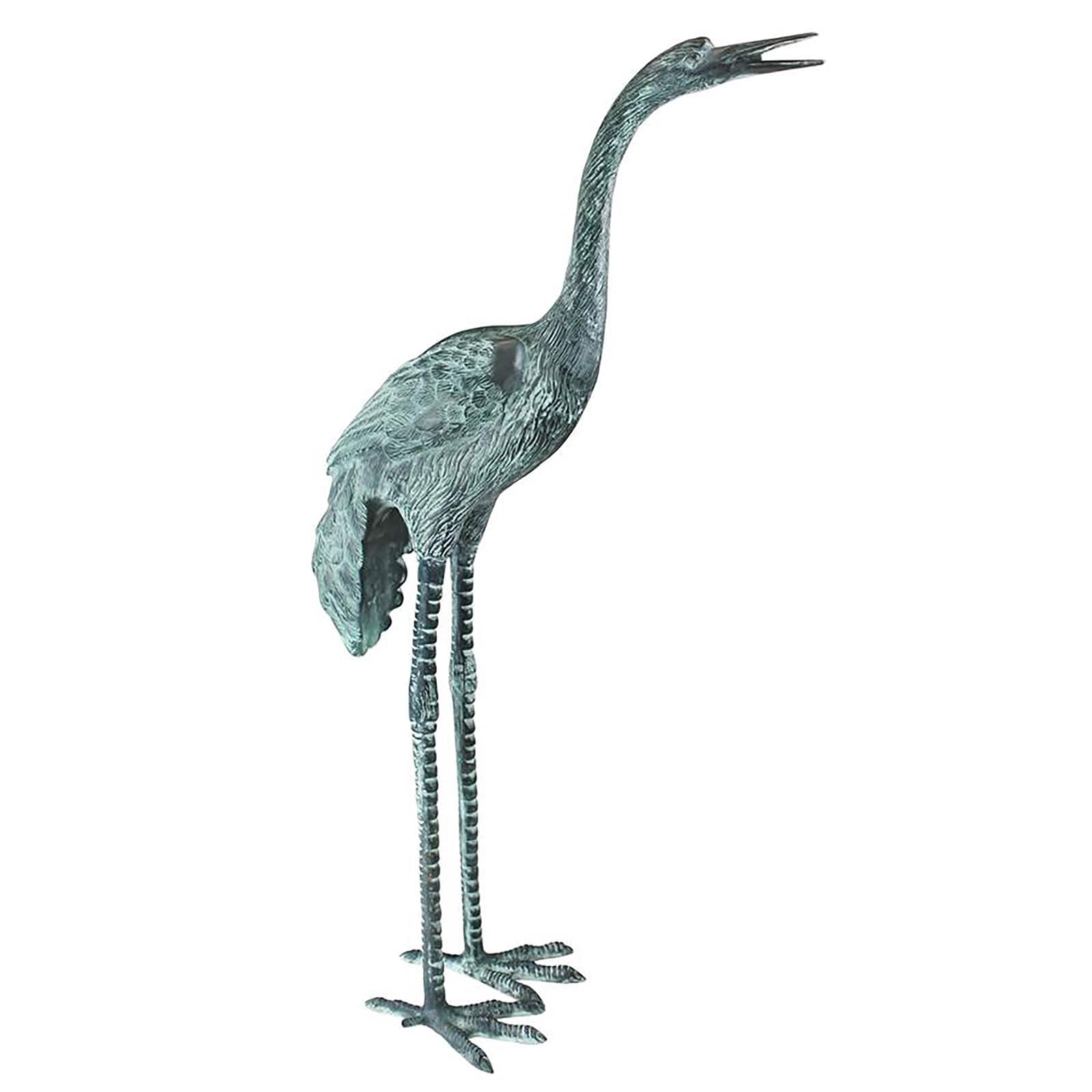 Design Toscano Large Bronze Straight Neck Crane