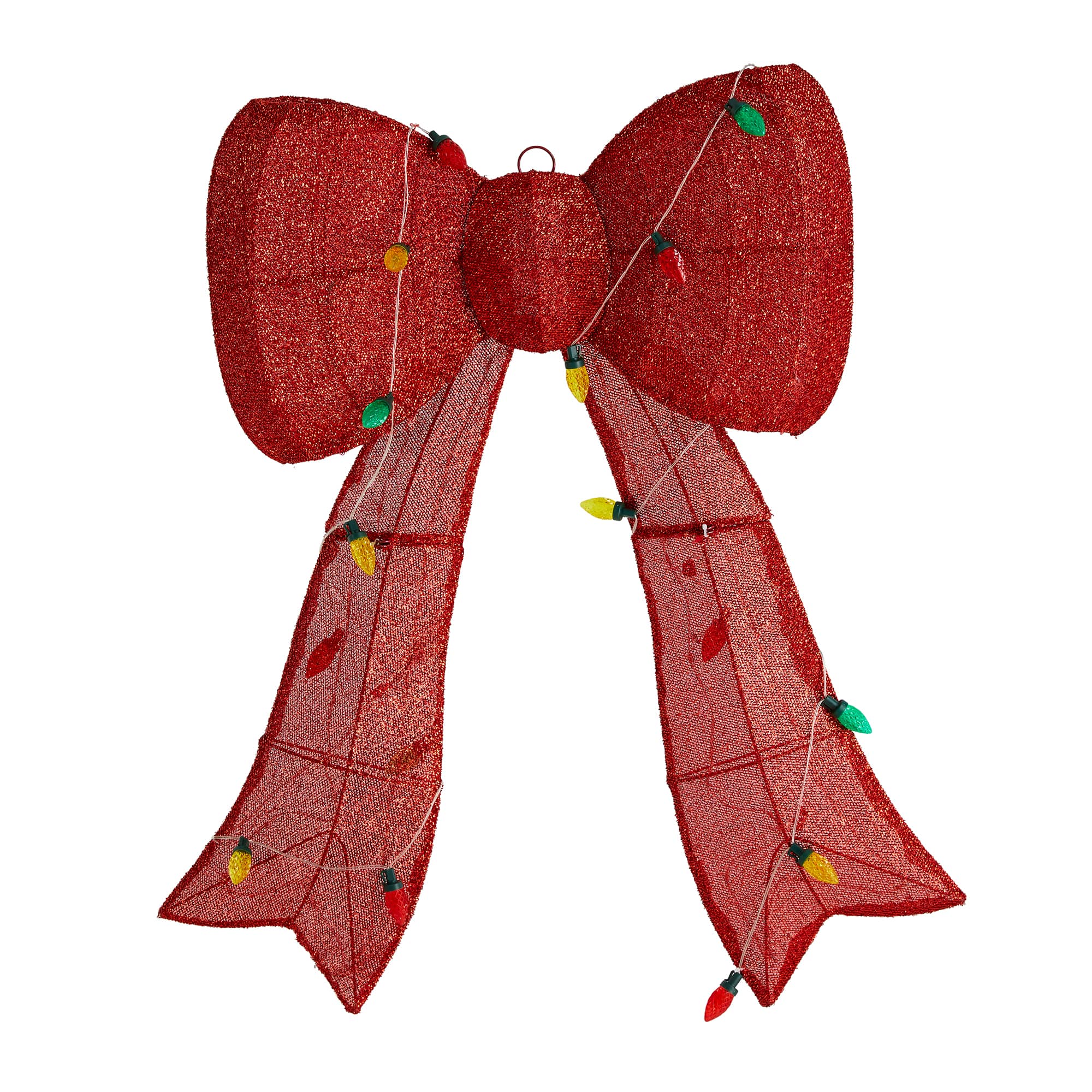 Glitzhome&#xAE; 35.75&#x22;H Lighted Christmas 3D Fabric Bow Outdoor Decor