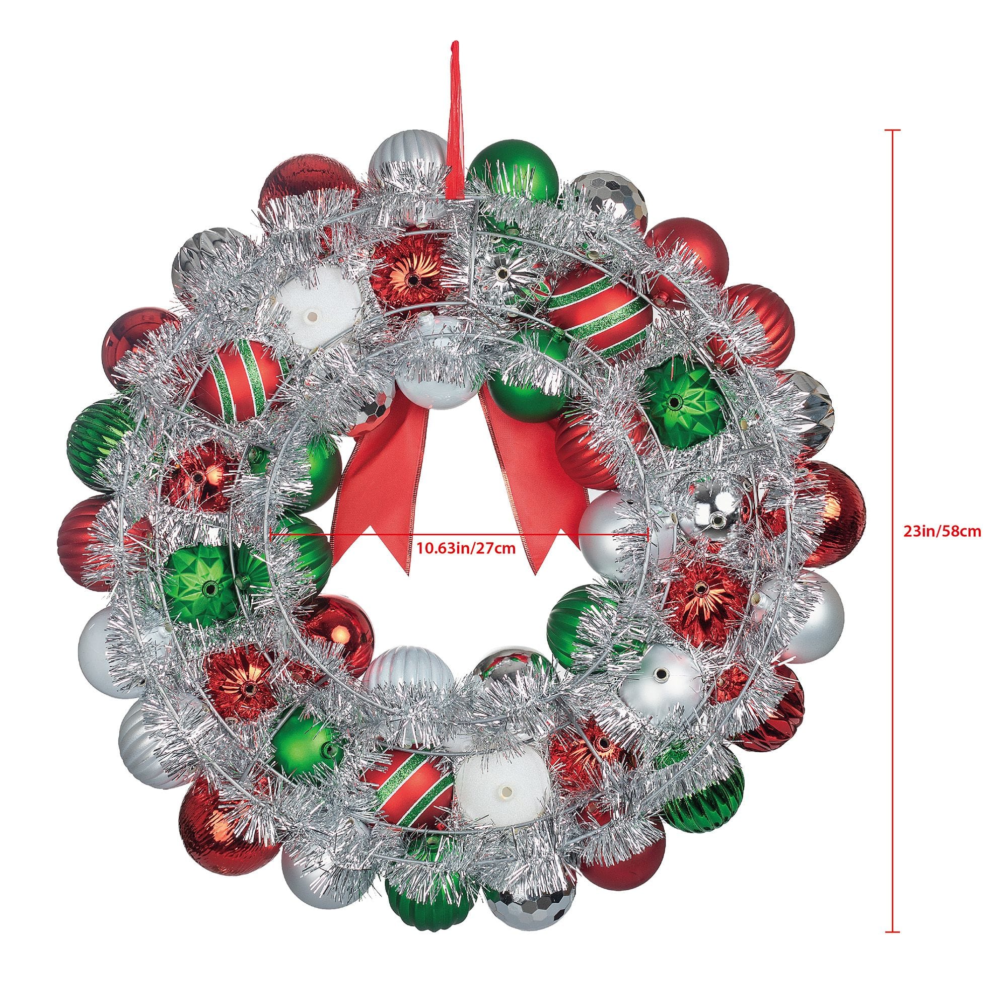 KDS Live Christmas Red and Green Ball Wreath Supply List