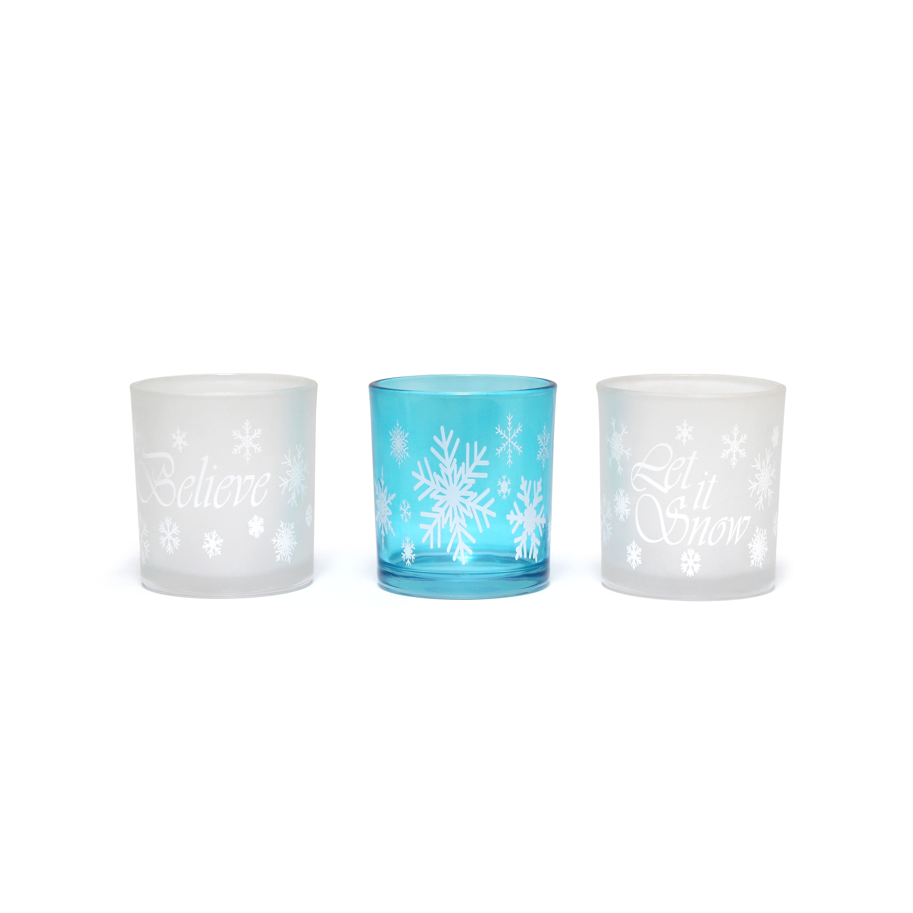 Elegant Designs&#x2122; Blue Frost Winter Wonderland Candle Holder Set