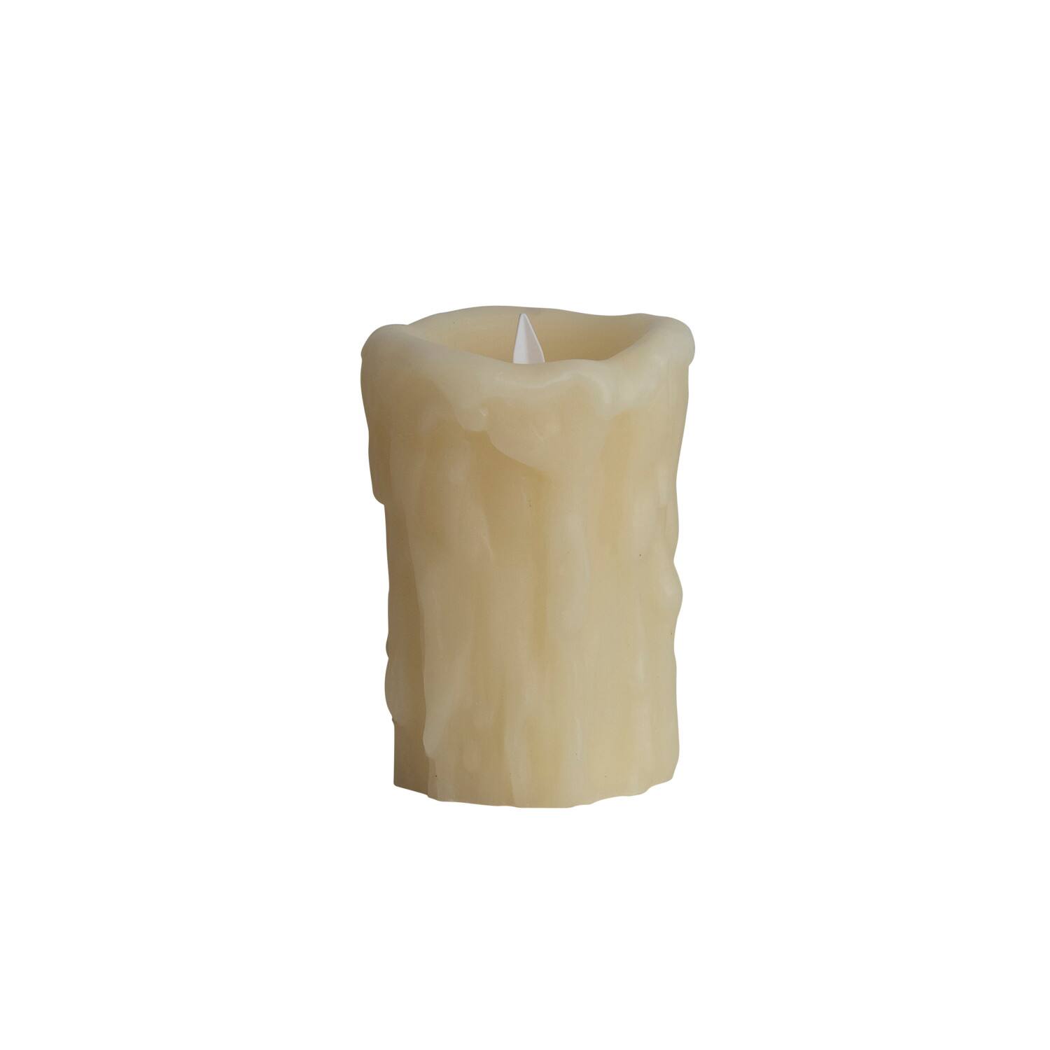 Hello Honey&#xAE; 5&#x22; Ivory Pillar LED Candle with Embossed Faux Melted Wax