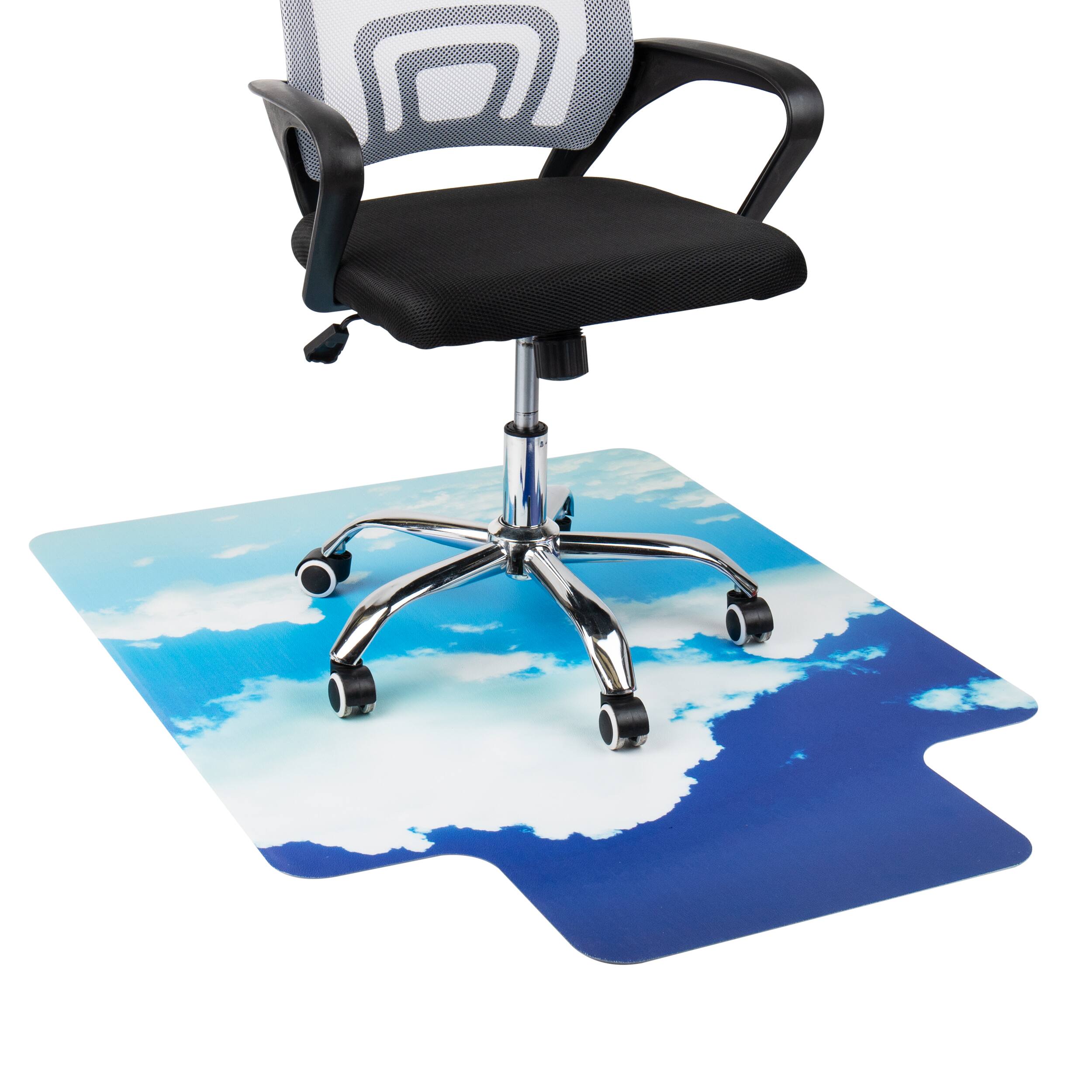 Mind Reader 9-to-5 Collection Blue Head in the Clouds Art Office Chair Mat with Lip