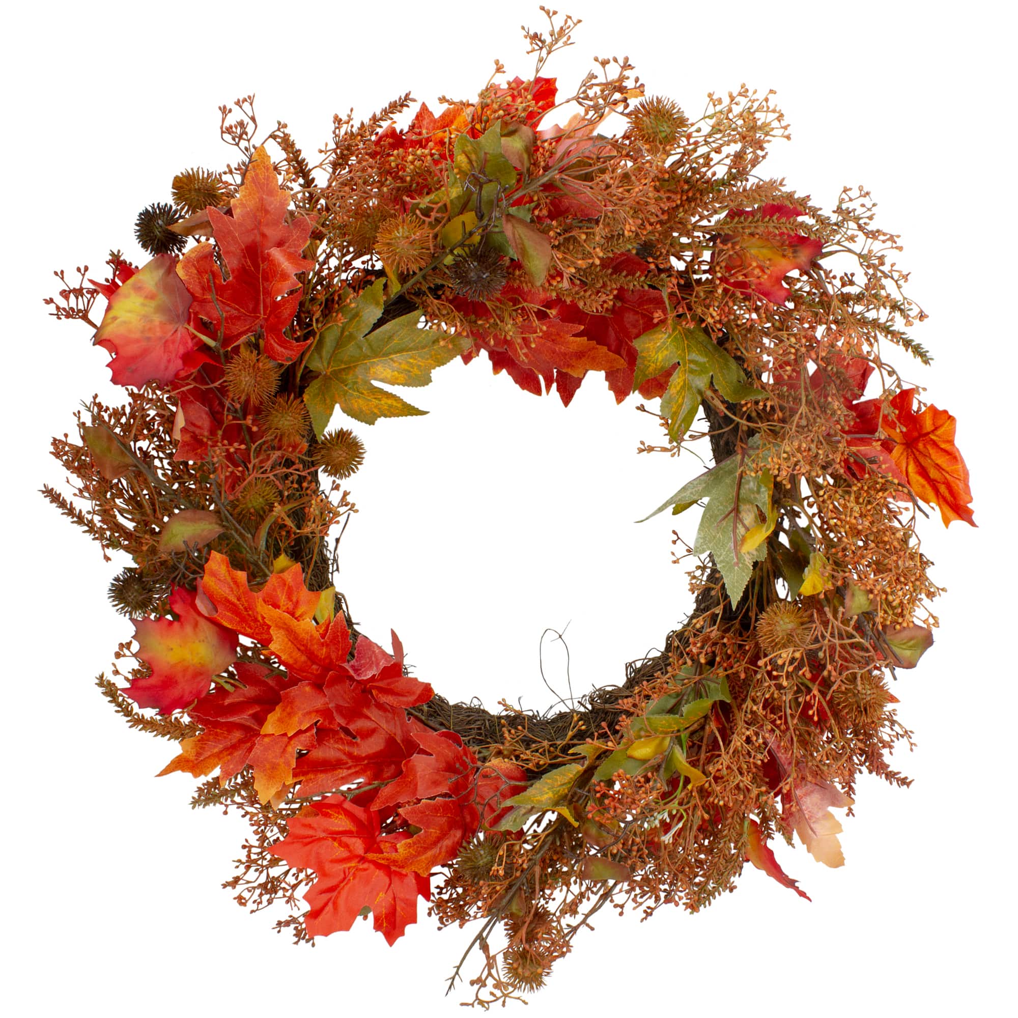 24" Autumn Harvest Maple Leaf with Berries Wreath