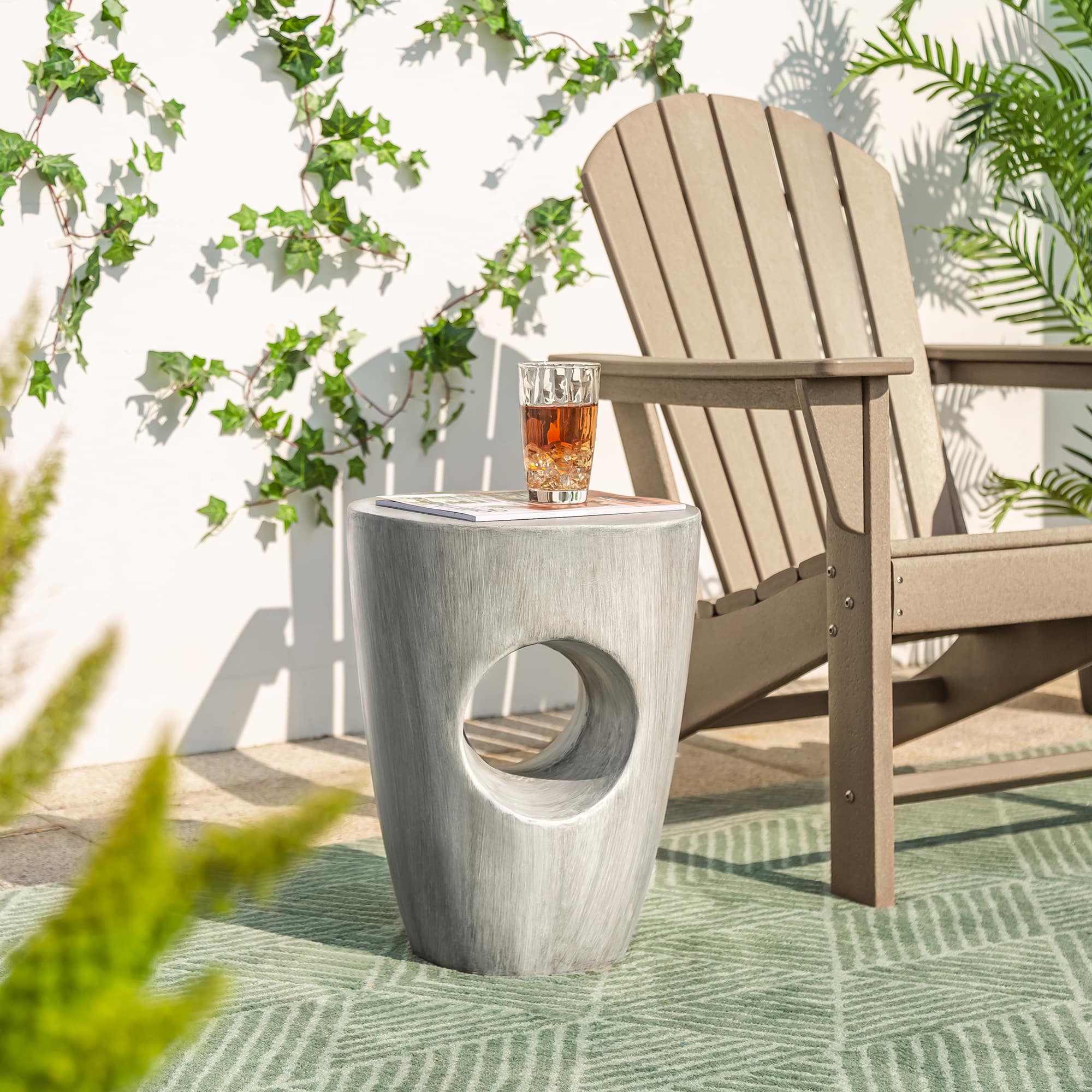 Glitzhome® 18'' Multi-Functional Faux Concrete Accent Table