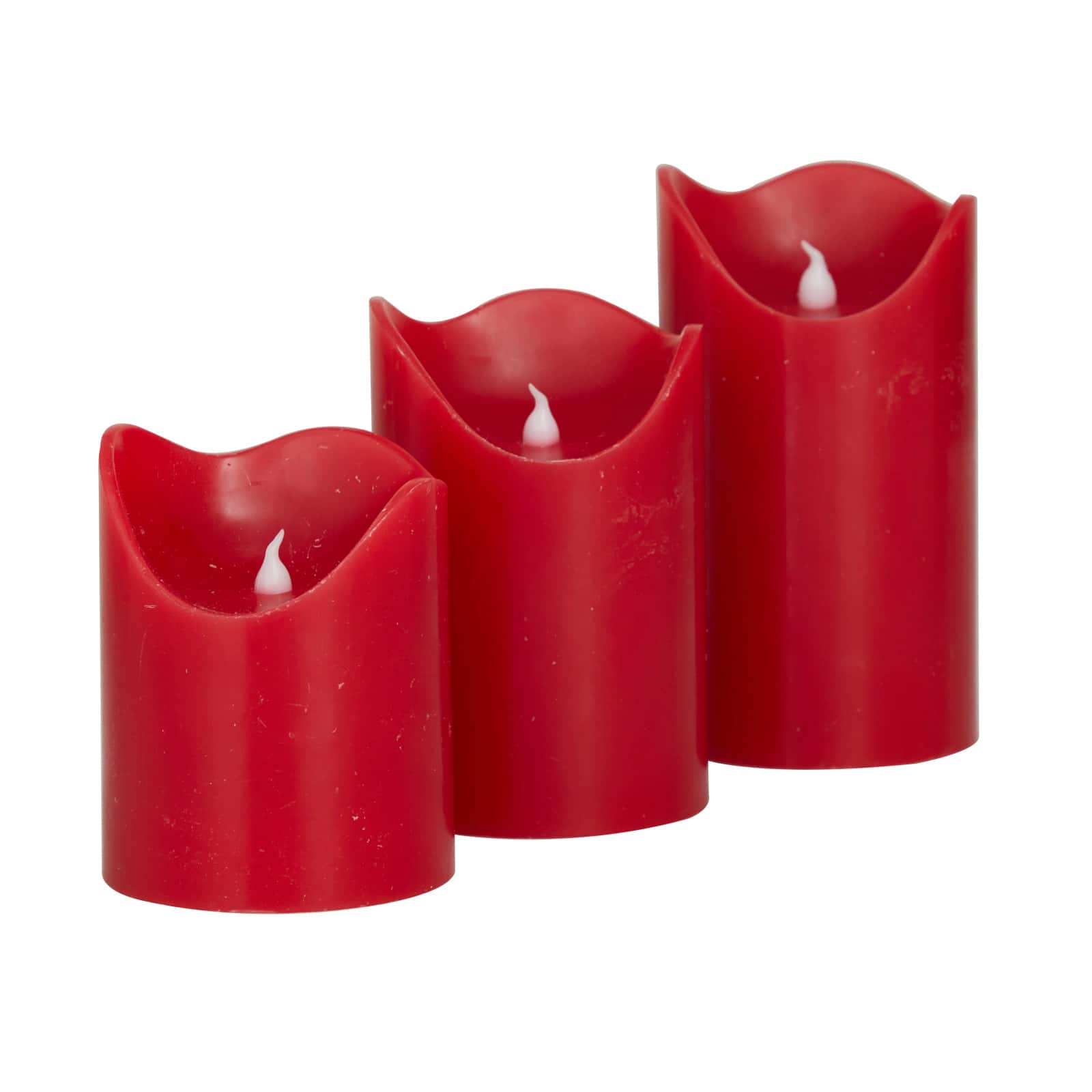 Red Traditional Flameless Candle Set