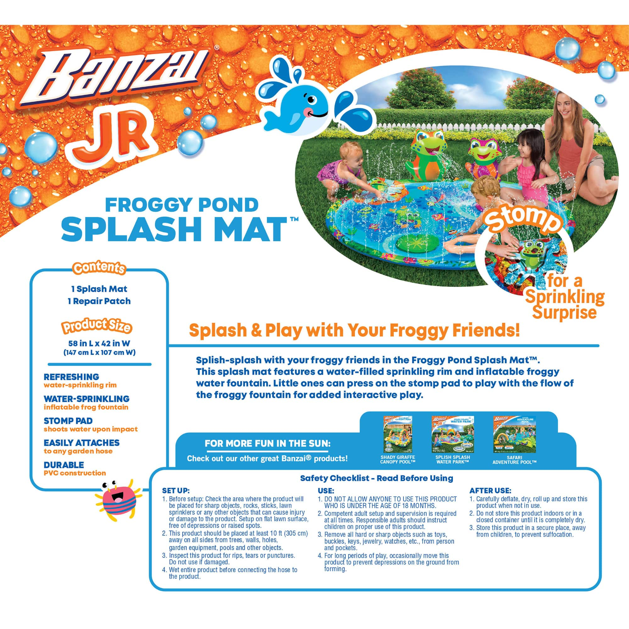 banzai froggy pond splash mat